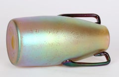 Loetz Silberiris Candia Iridescent Twin Handled Glass Vase