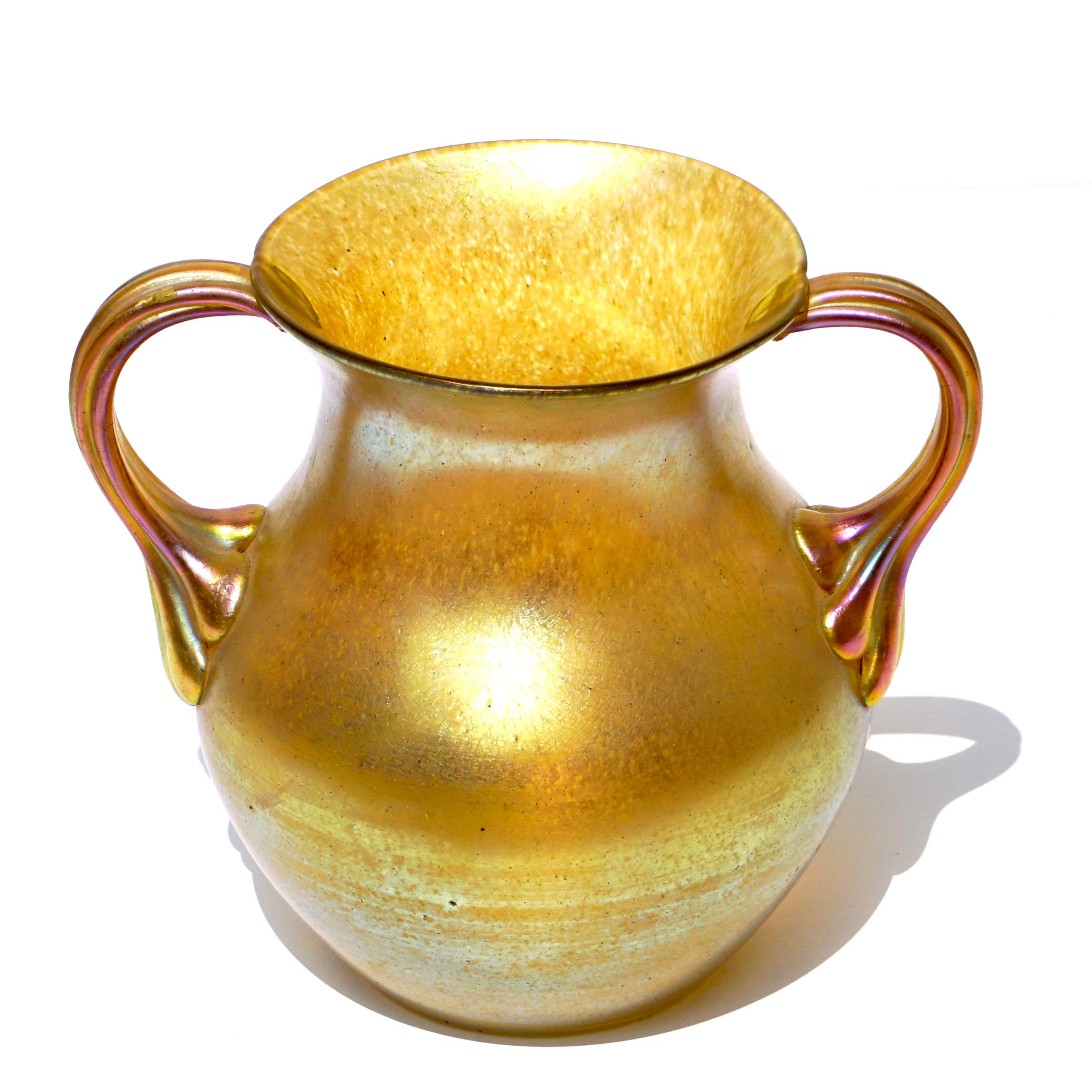 Loetz Silberiris Gold Handled Vase In Good Condition In Dallas, TX
