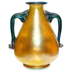 Vaso Loetz Silberiris Oro Iridescente a due manici Art Nouveau