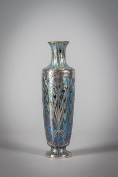 Loetz Silver Overlay Glass Vase, circa 1910