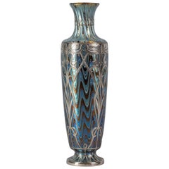 Antique Loetz Silver Overlay Glass Vase, circa 1910