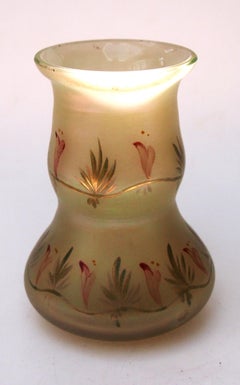 Loetz Small Enamelled Arcadia glass vase Bohemian c1900