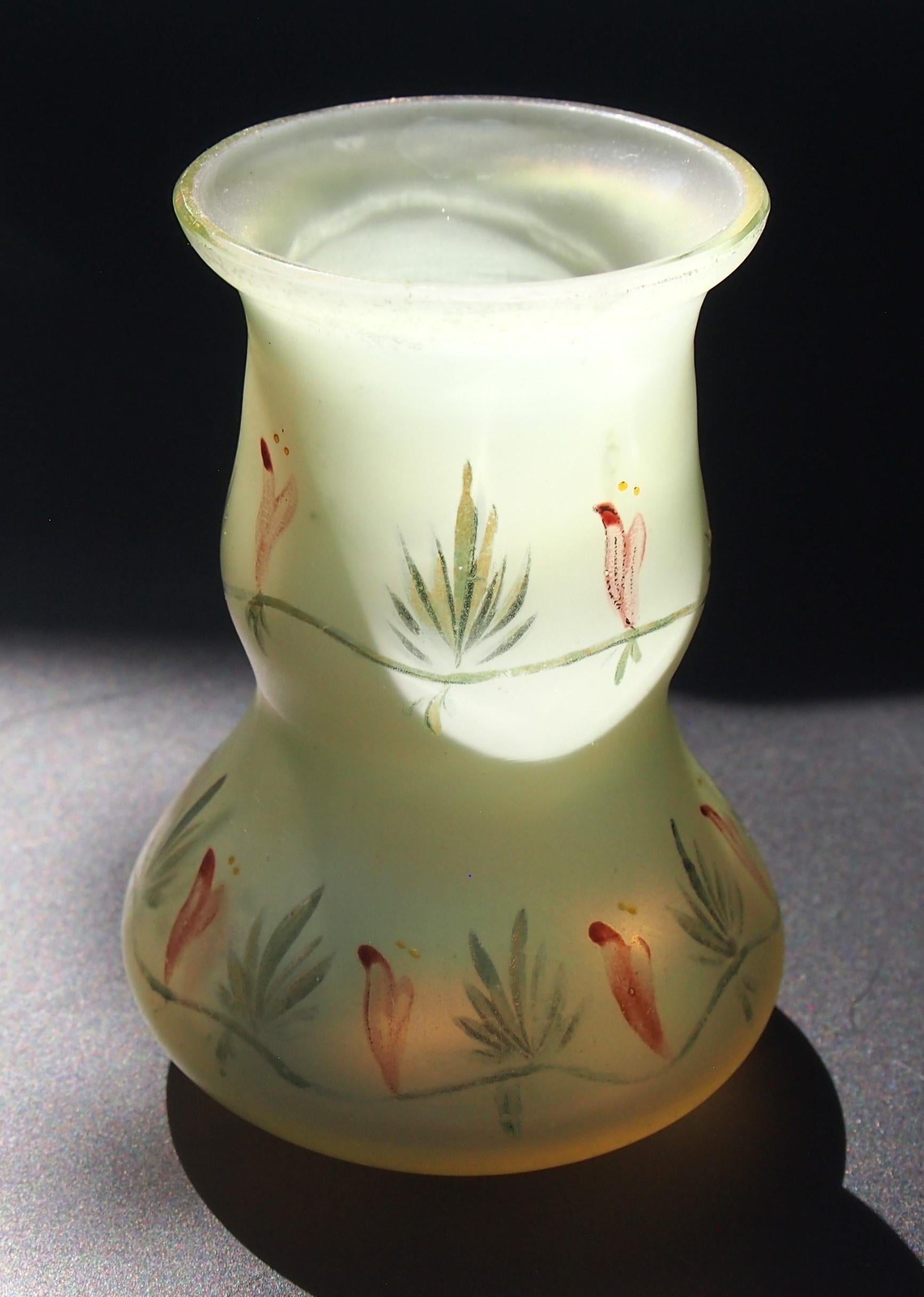 Loetz Small Enamelled Arcadia glass vase Bohemian c1900 For Sale 1