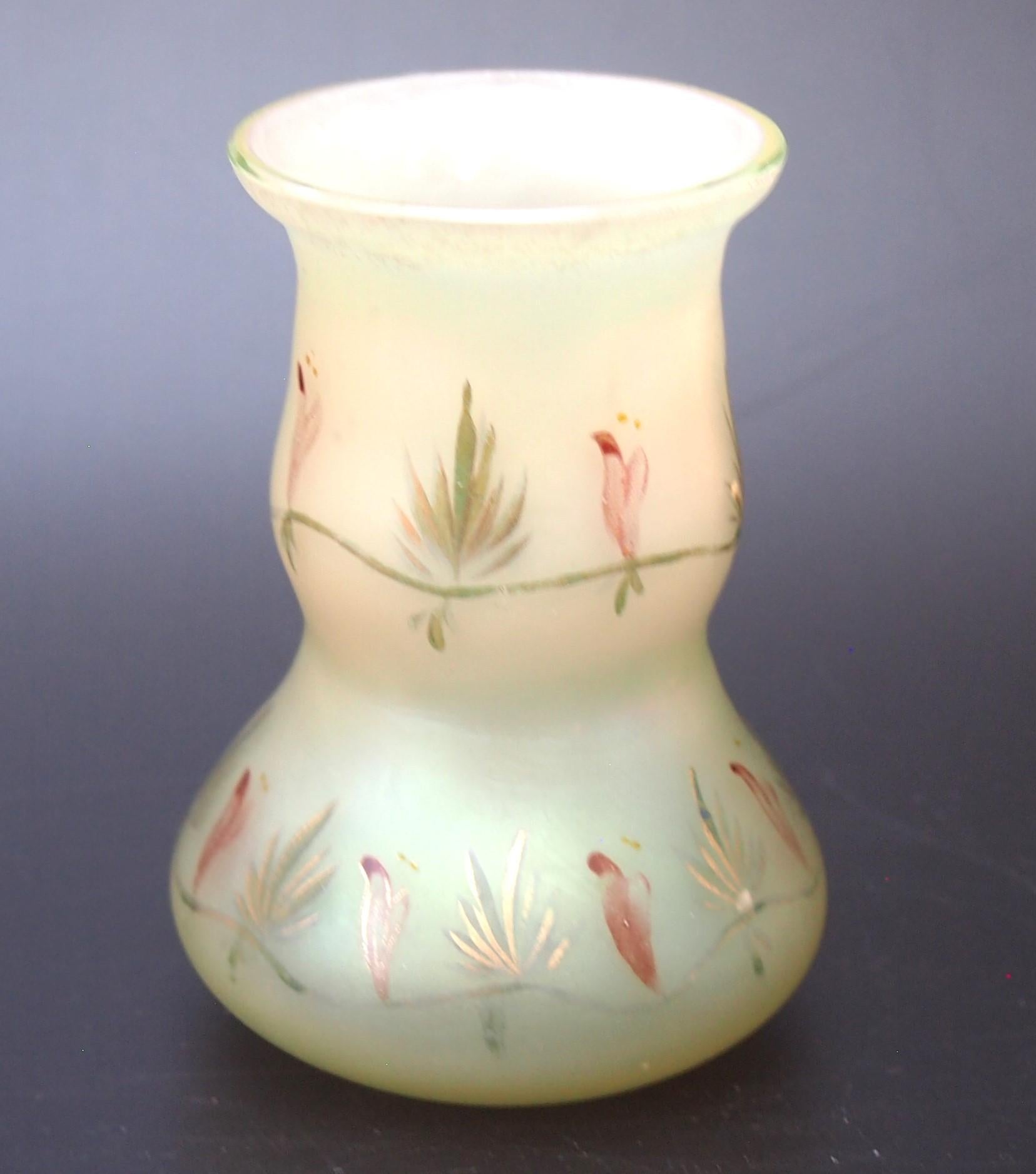 Loetz Small Enamelled Arcadia glass vase Bohemian c1900 For Sale 2