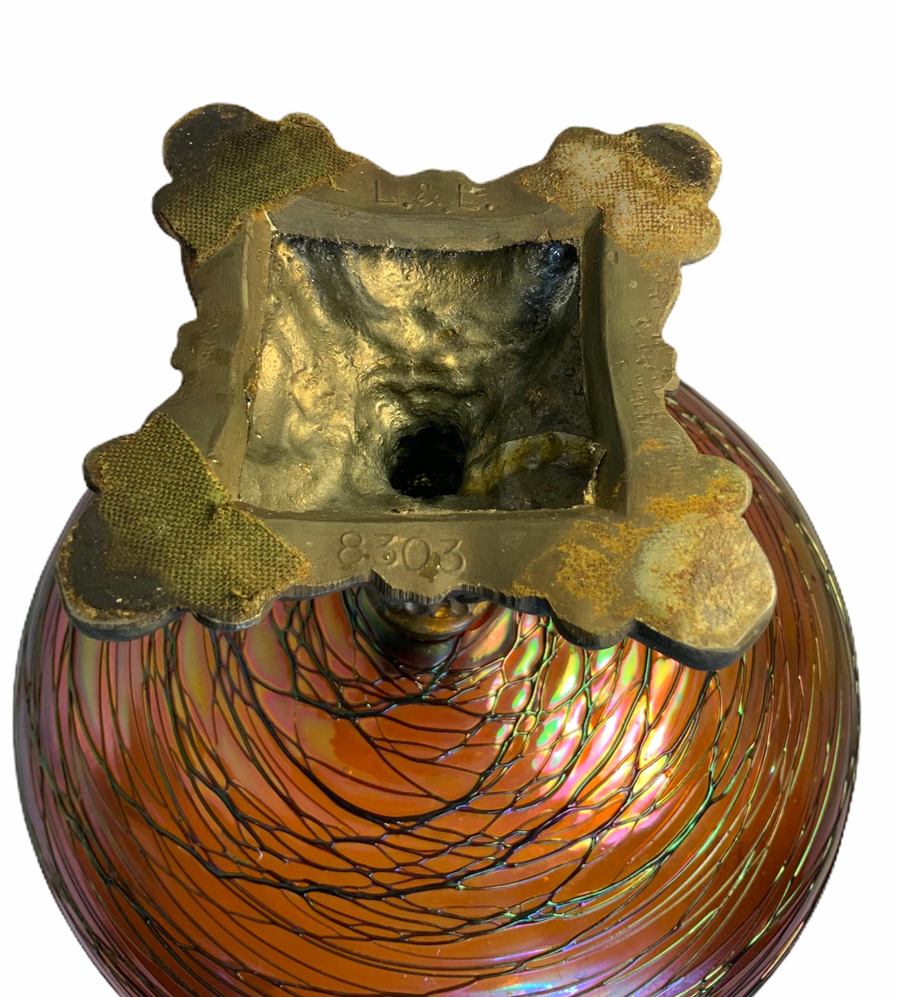 Loetz-Stil Kunstglas Bronze Kompottschale im Zustand „Gut“ im Angebot in Guaynabo, PR