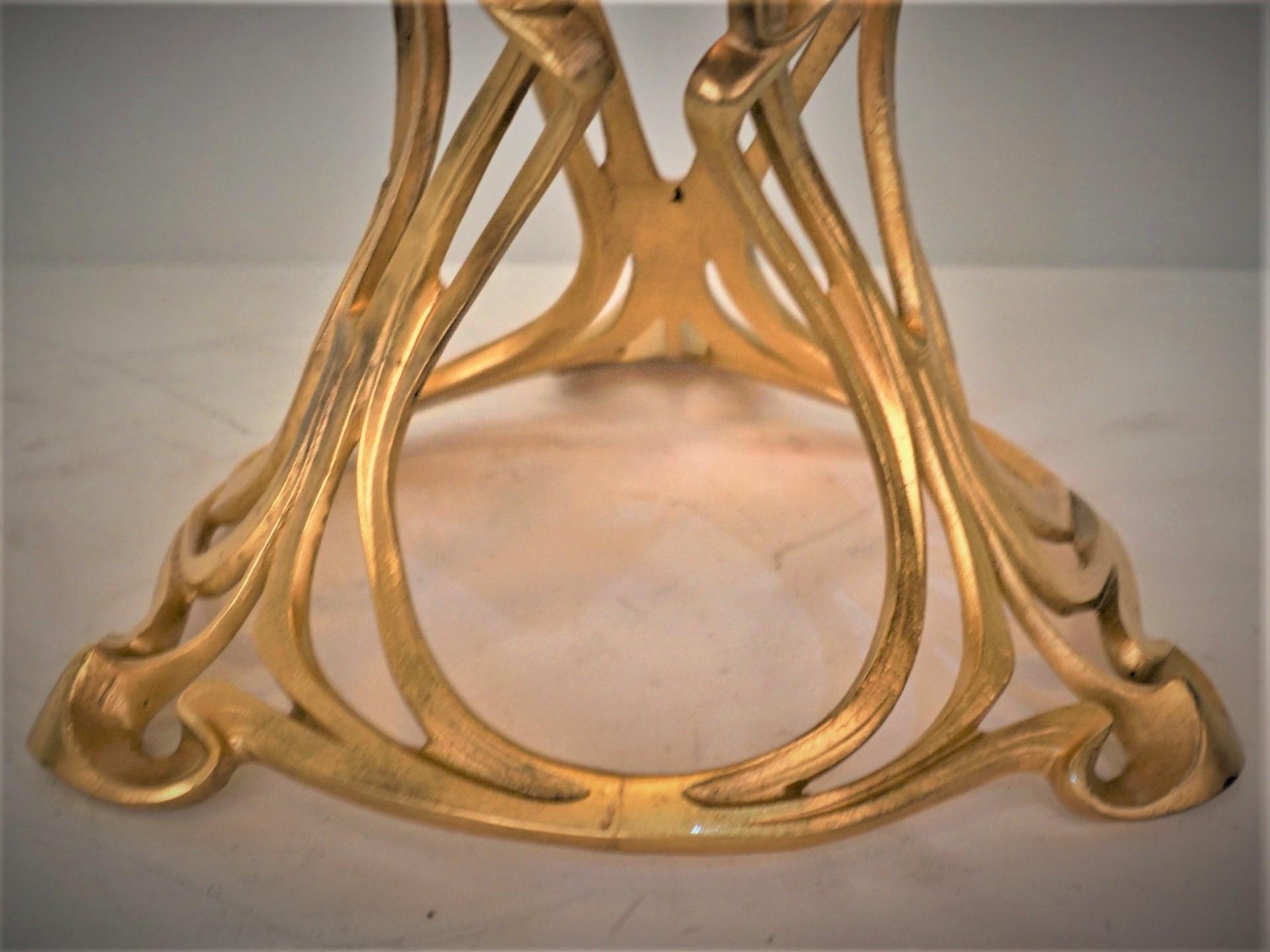 Czech Loetz Style Art Nouveau Iridescent Art Glass and Dore Bronze Center Piece