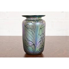 Loetz Style Art Nouveau Iridescent Art Glass Vase
