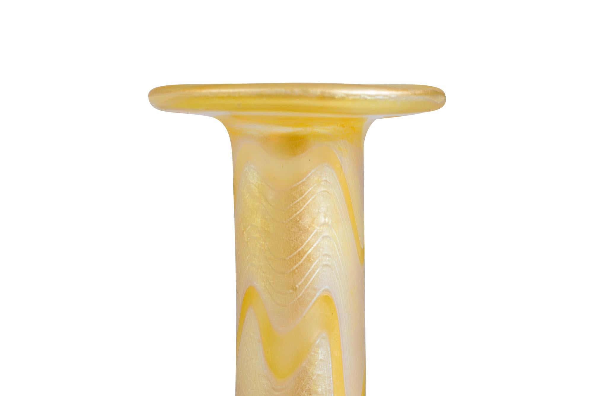 Late 19th Century Austrian Jugendstil Johann Loetz-Witwe Vase 1899 Iridescent Yellow For Sale