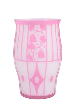 Loetz Vase Design Josef Hoffmann 1912, Opal Außen Rosa Werkbund, 1914