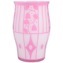 Loetz Vase Design Josef Hoffmann 1912, Opal Außen Rosa Werkbund, 1914