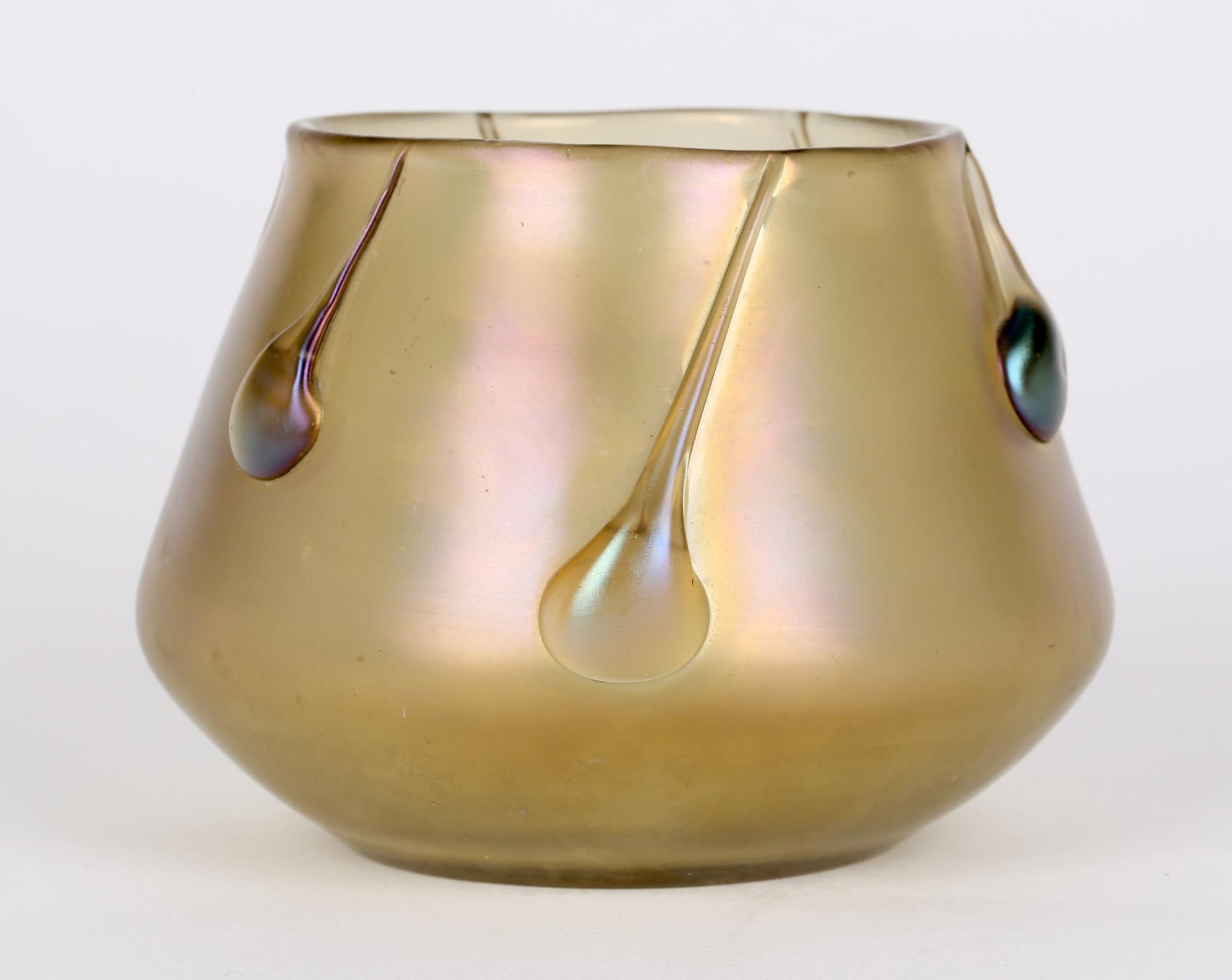 Austrian Loetz Vesuvian Candia Iridescent Glass Vase with Tadpoles For Sale