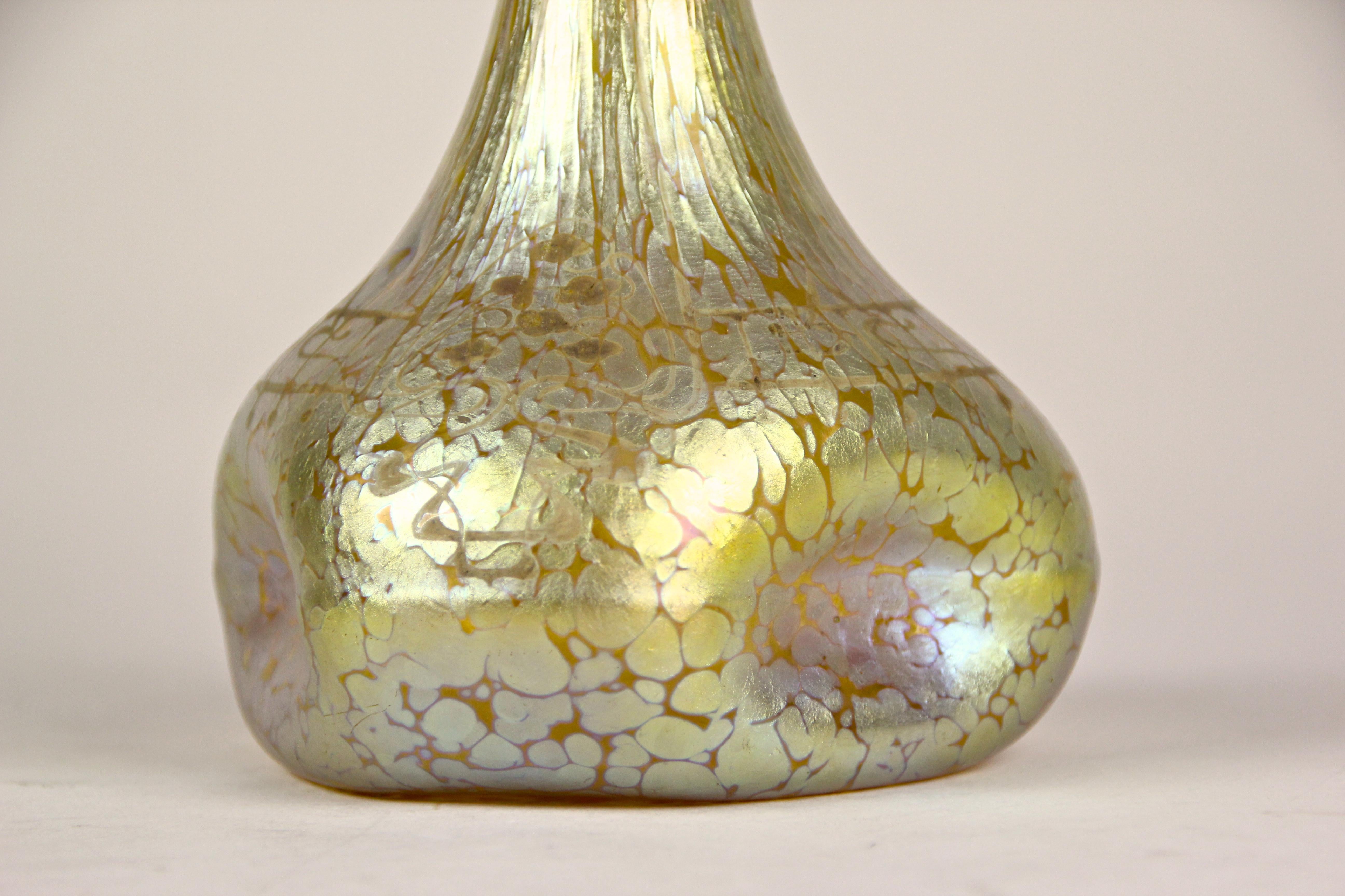 Art Nouveau Loetz Witwe Glass Vase Decor Candia Papillon, Bohemia, circa 1898 For Sale