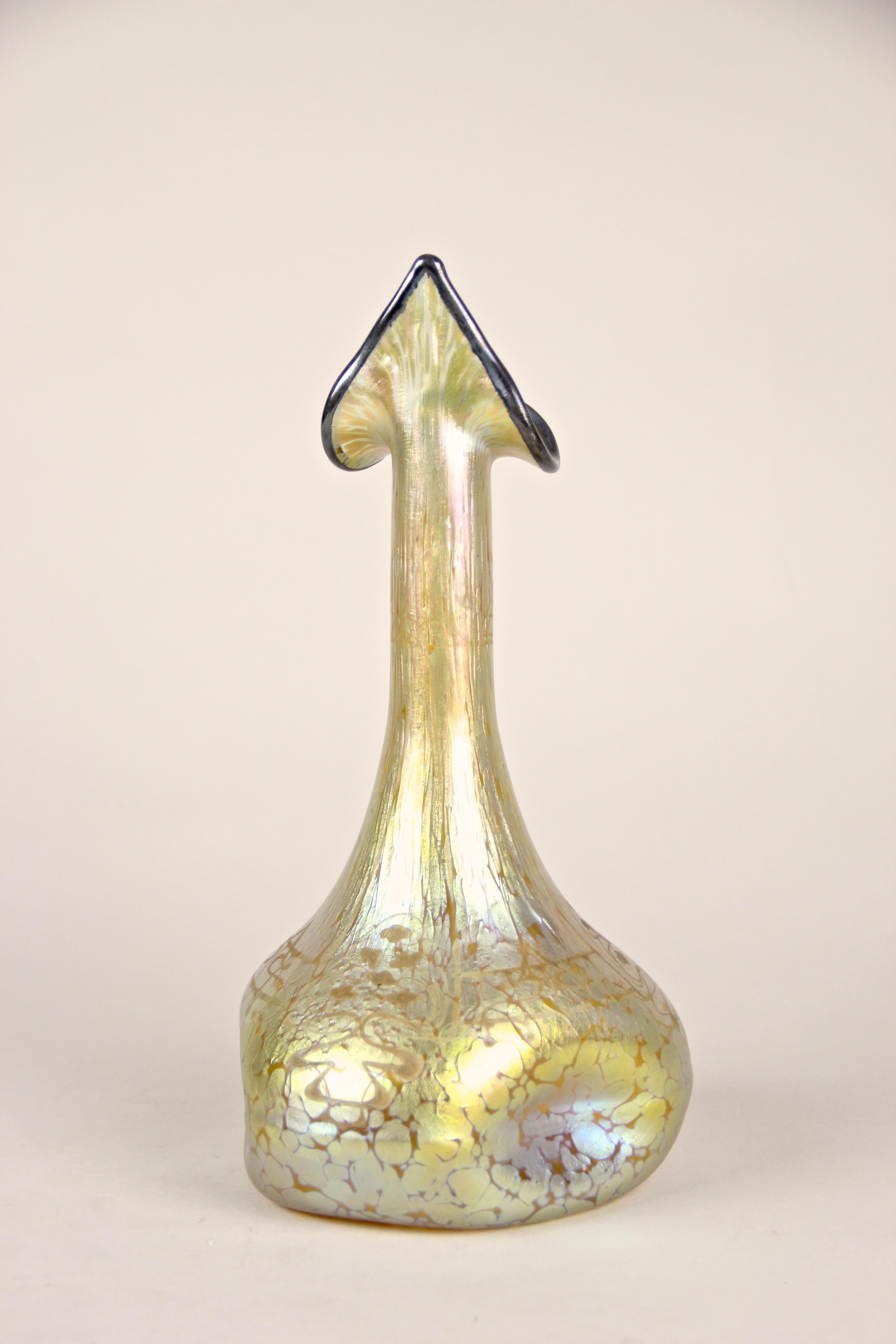 19th Century Loetz Witwe Glass Vase Decor Candia Papillon, Bohemia, circa 1898 For Sale