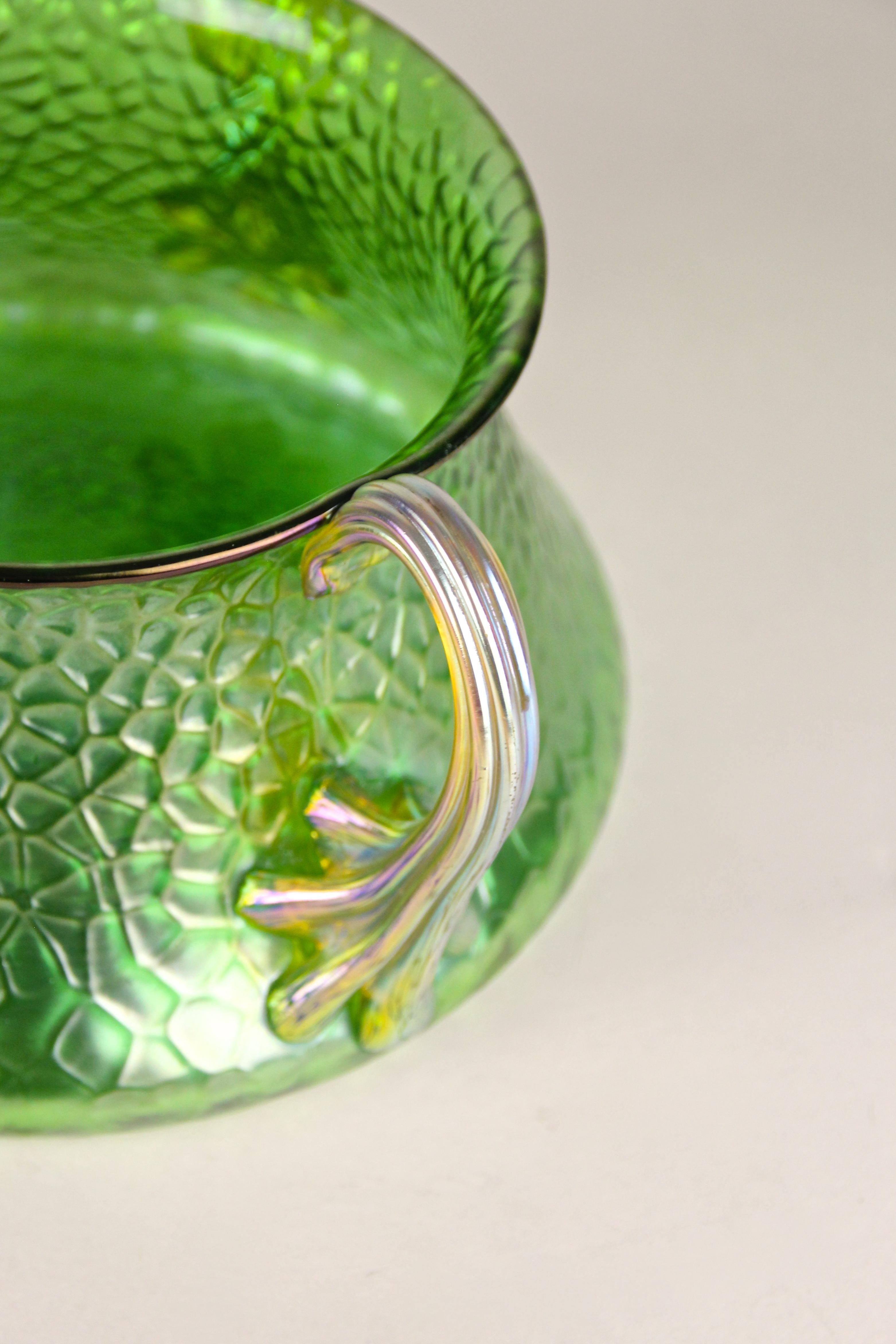 Czech Loetz Witwe Green Glass Bowl - Decor 