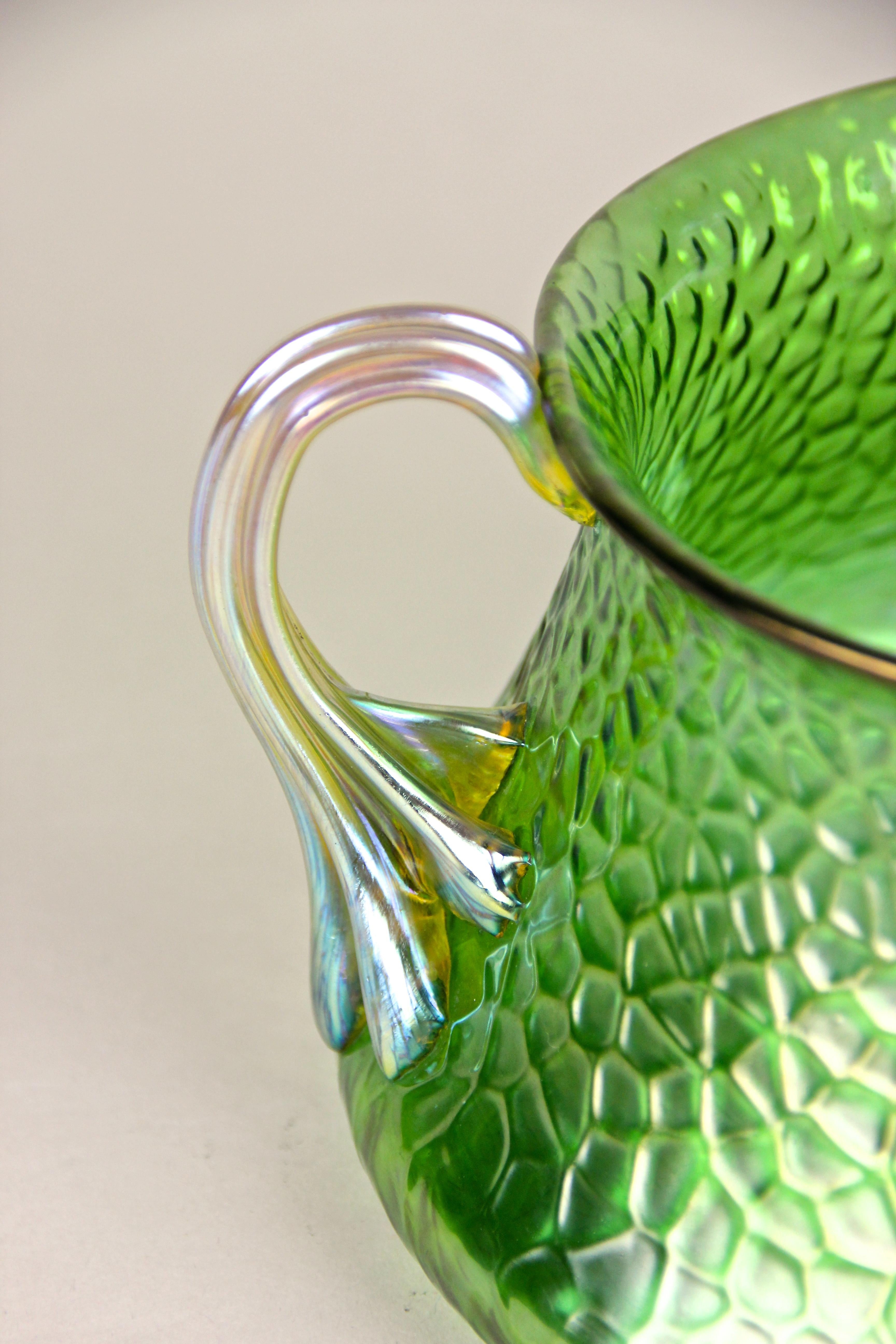 Loetz Witwe Green Glass Bowl - Decor 