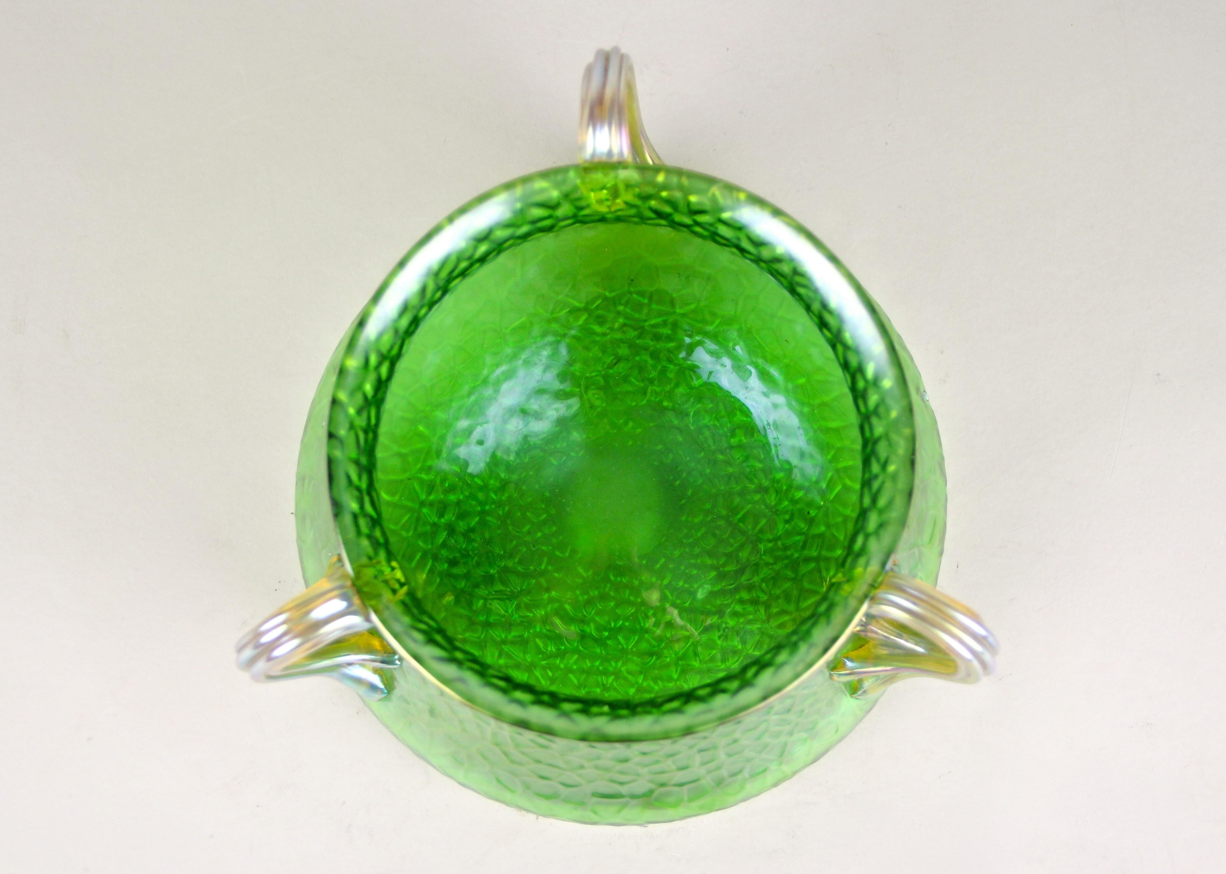 Blown Glass Loetz Witwe Green Glass Bowl - Decor 