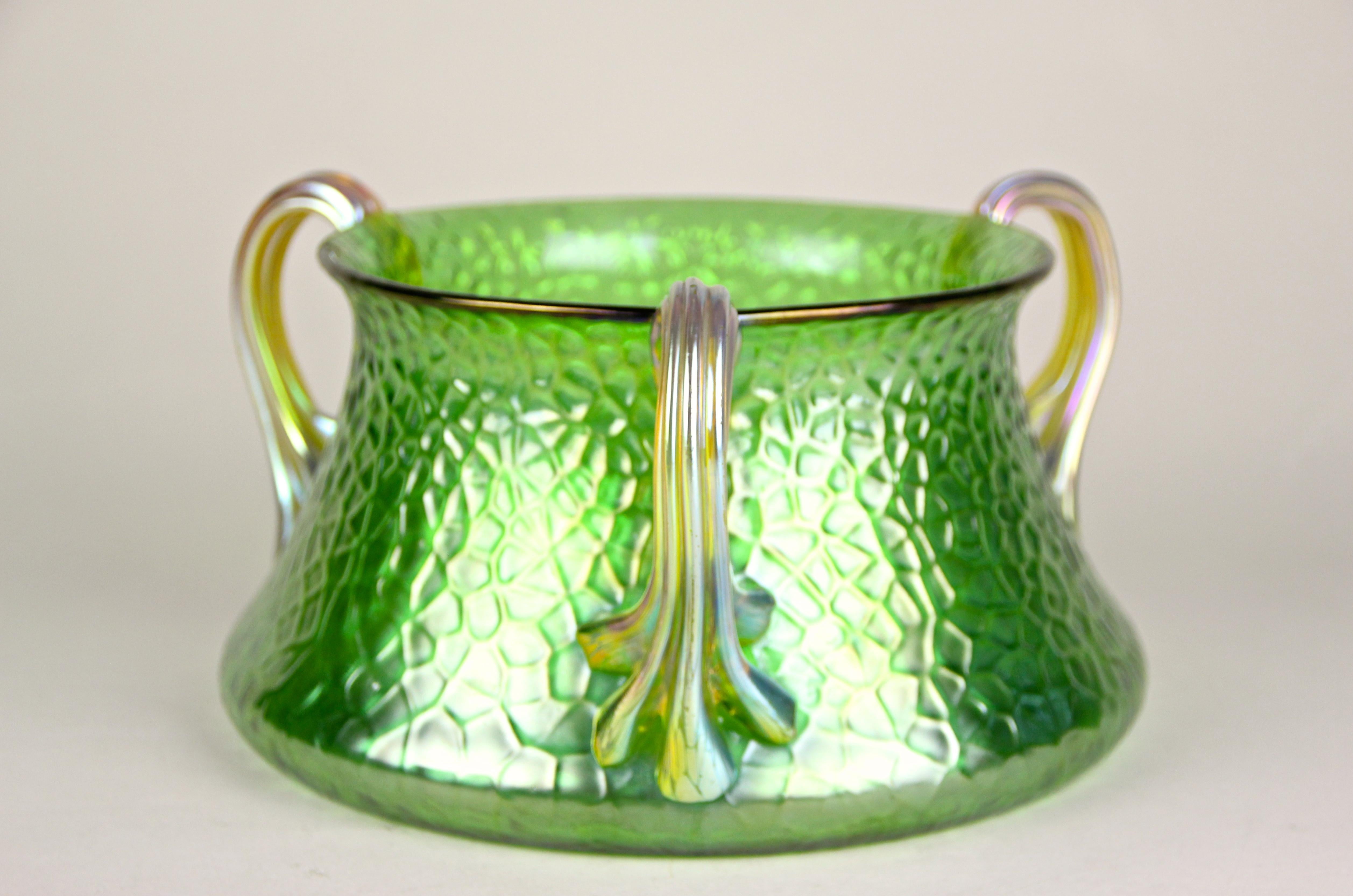 Loetz Witwe Green Glass Bowl - Decor 
