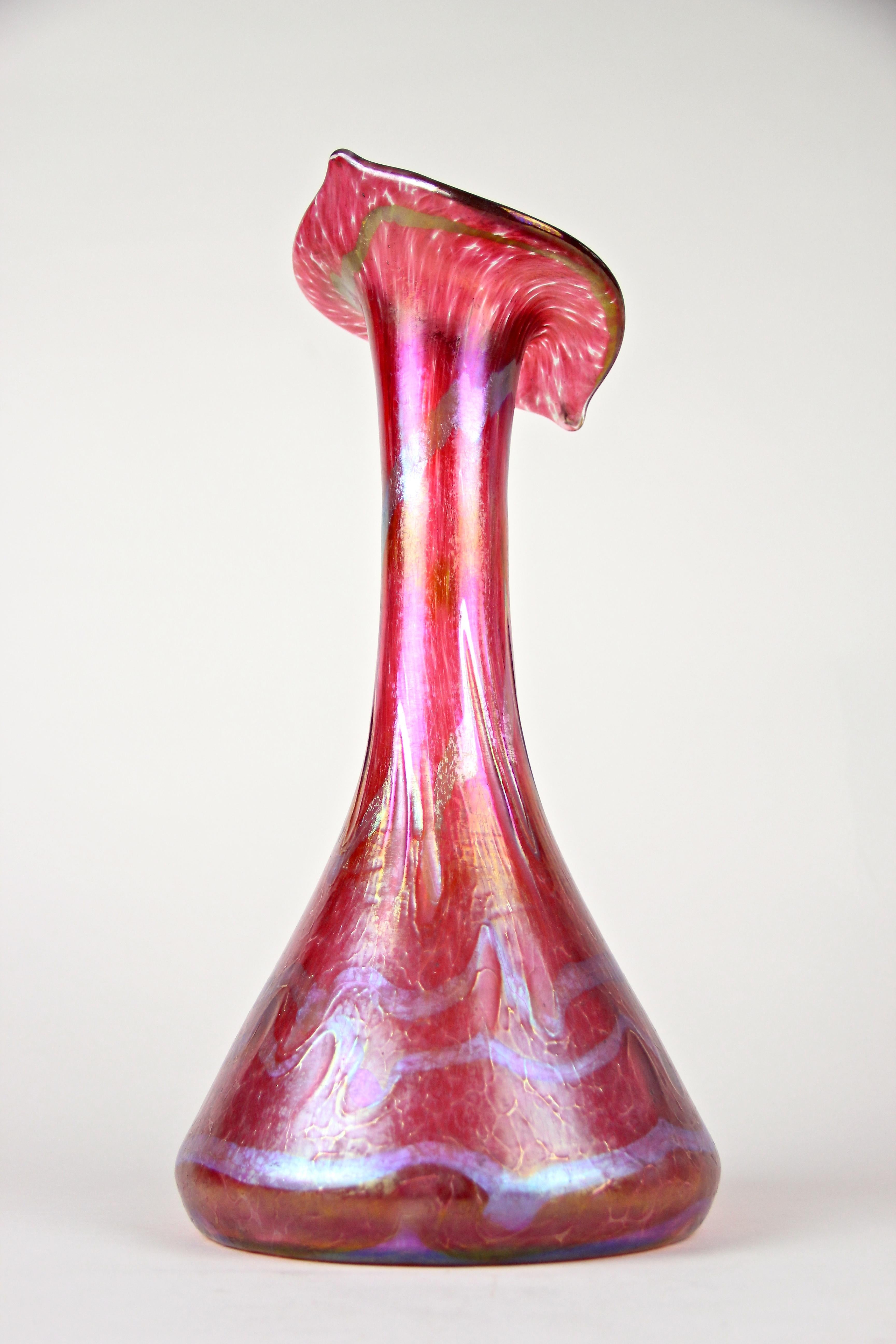 20ième siècle Vase en verre « Jack In The Pulpit » de Fritz Heckert de style Art nouveau, Bohème, vers 1901 en vente