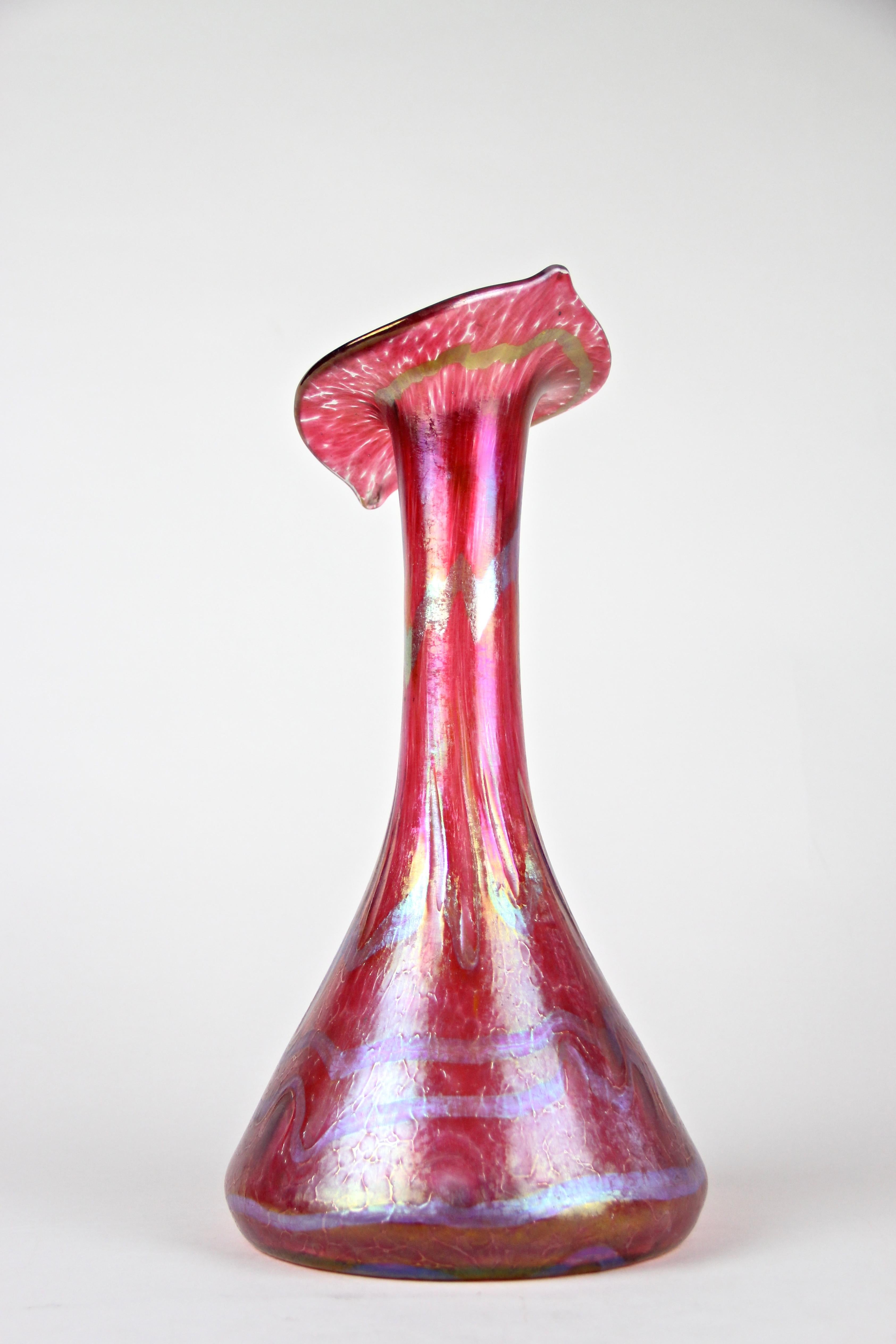 Verre brun Vase en verre « Jack In The Pulpit » de Fritz Heckert de style Art nouveau, Bohème, vers 1901 en vente