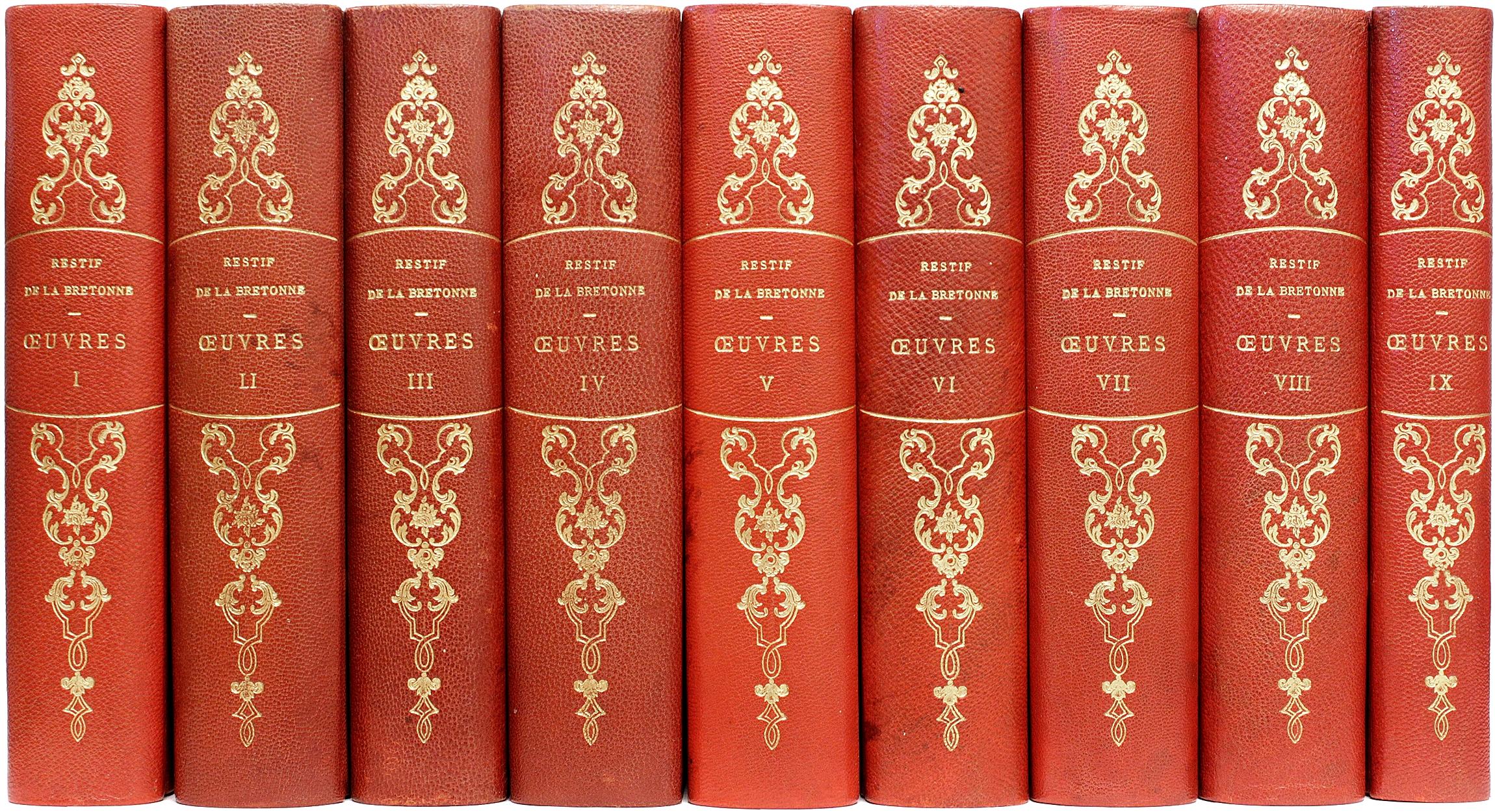 L'Oeuvre de Restif de La Bretonne. 9 vols. - illustrated - IN A FINE BINDING ! For Sale 6