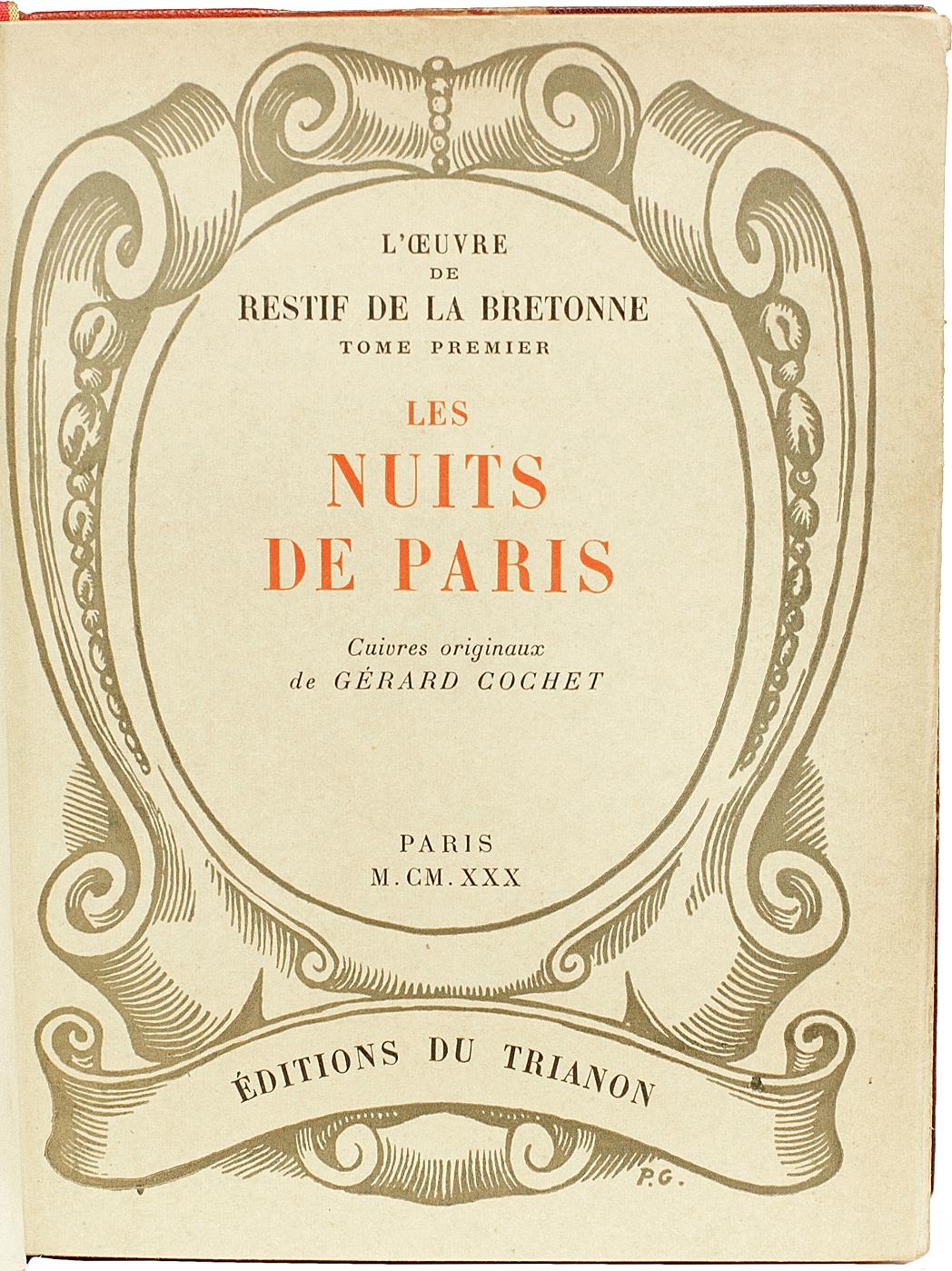 Mid-20th Century L'Oeuvre de Restif de La Bretonne. 9 vols. - illustrated - IN A FINE BINDING ! For Sale