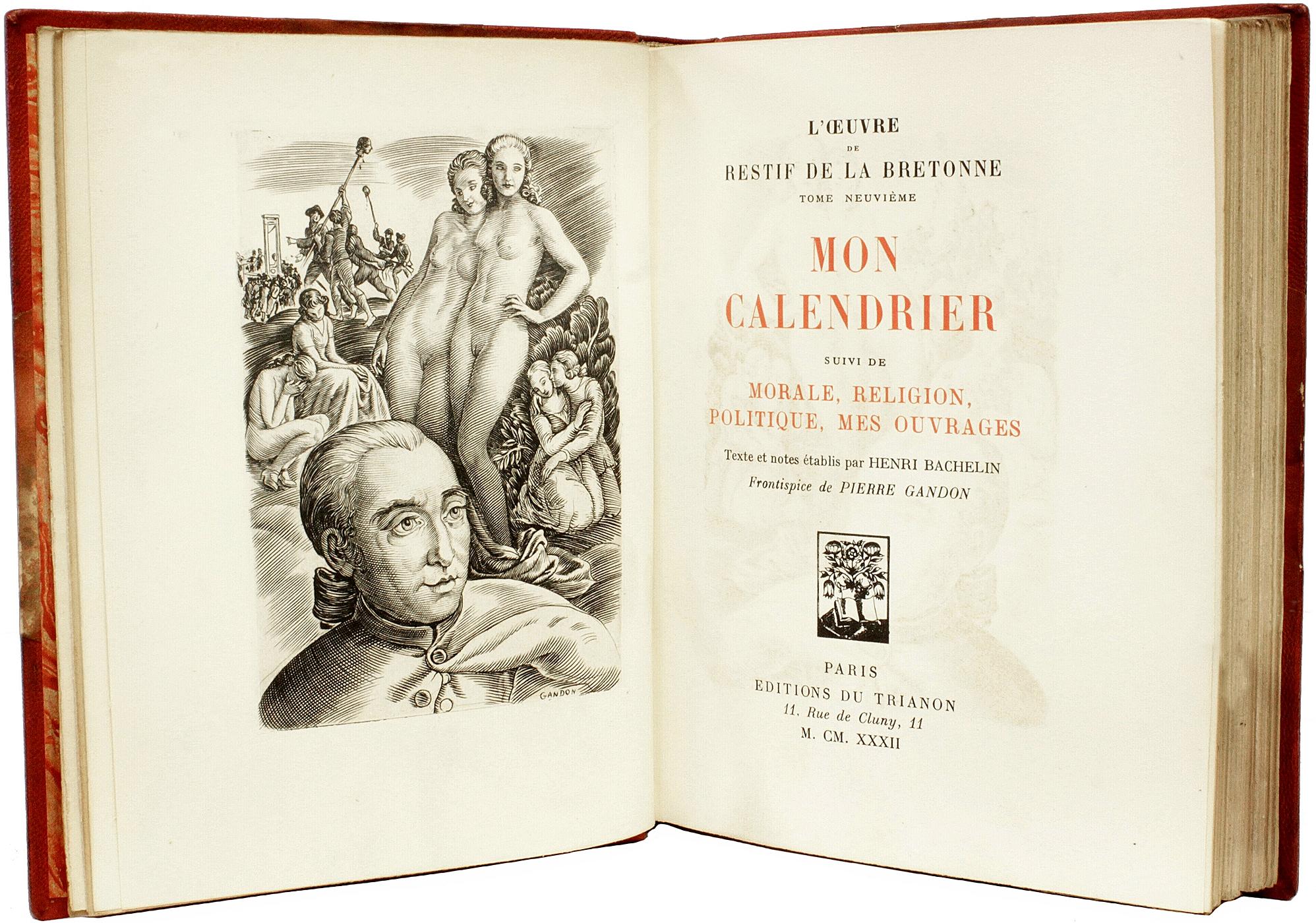 Leather L'Oeuvre de Restif de La Bretonne. 9 vols. - illustrated - IN A FINE BINDING ! For Sale
