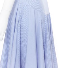 LOEWE 100% cotton blue whtie stripe belted dropped waist casual midi skirt FR34