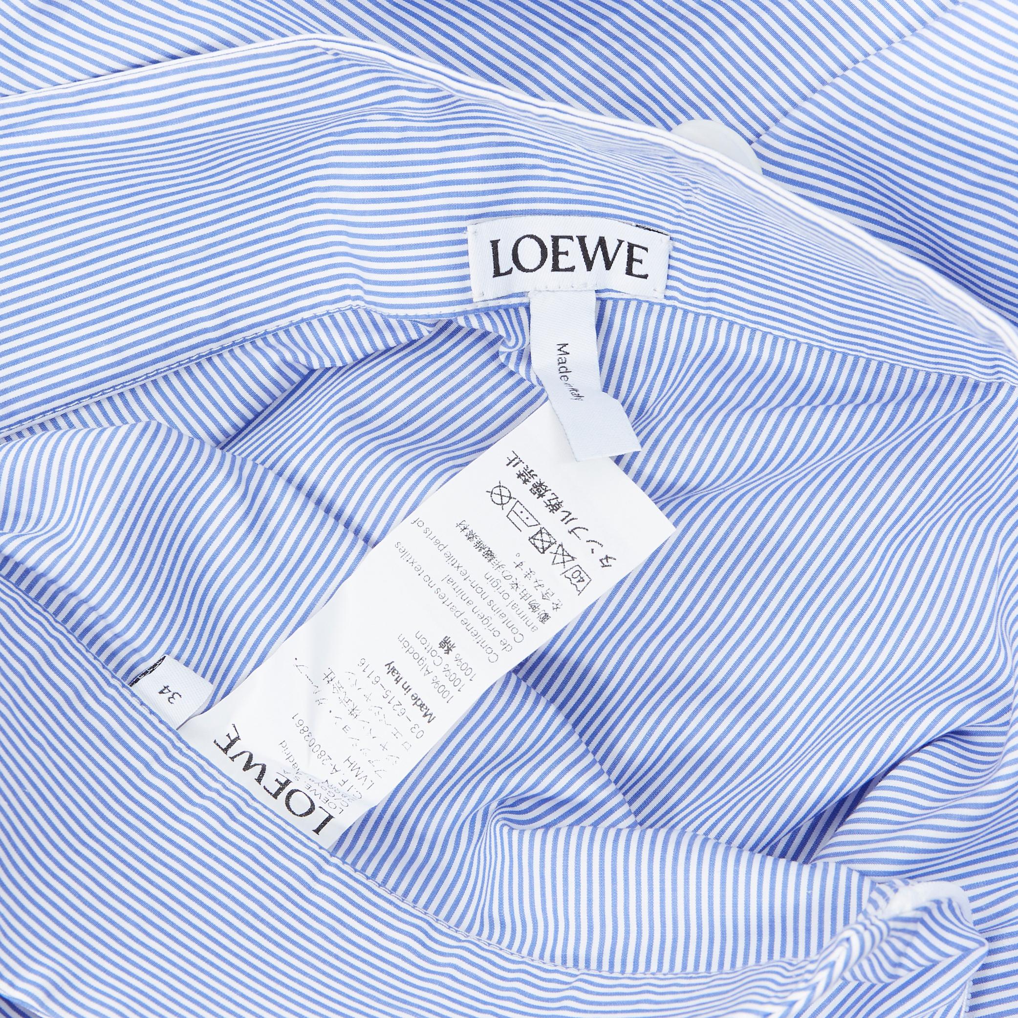 LOEWE 100% cotton blue whtie stripe belted dropped waist casual midi skirt FR34 1