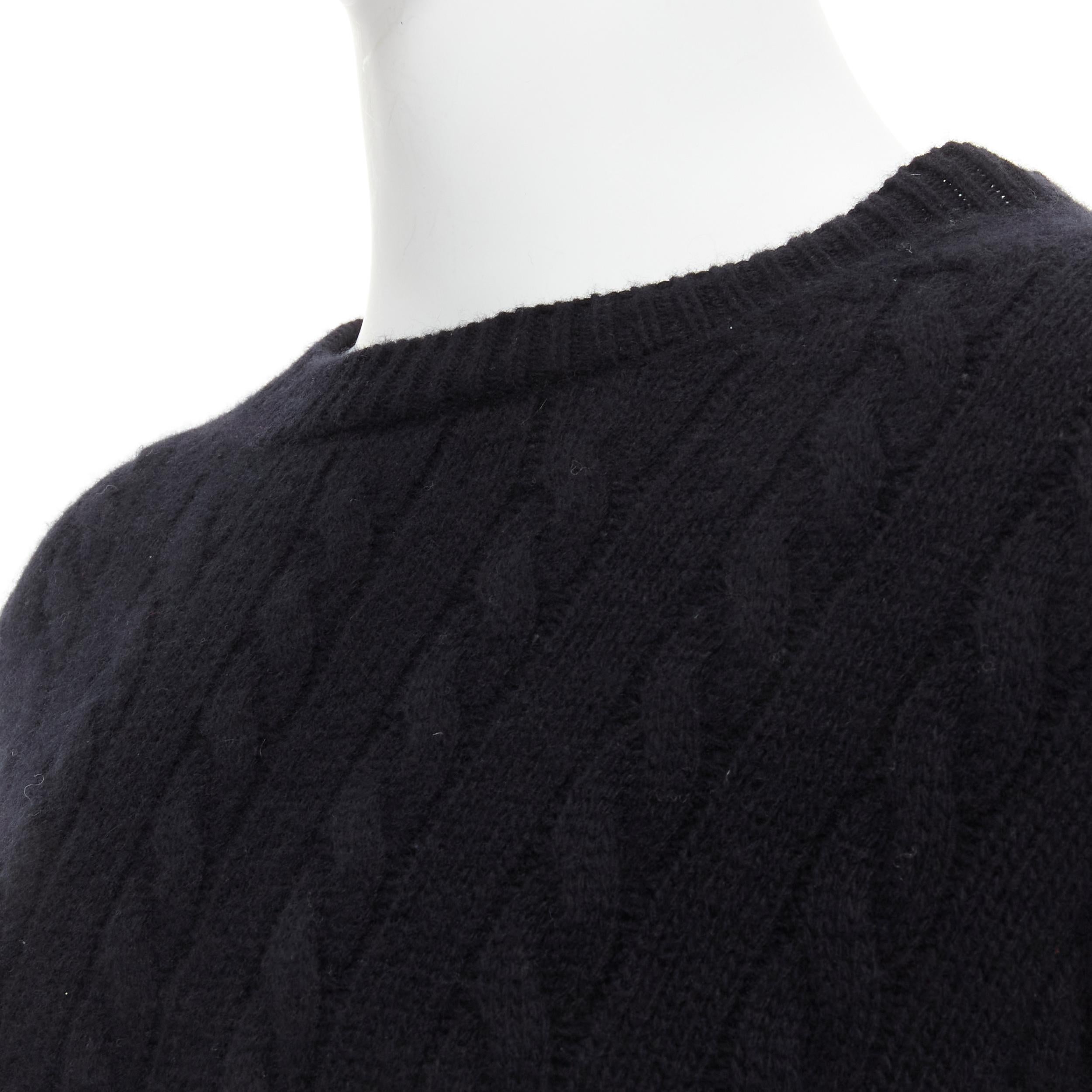 LOEWE 100% lana, maglia a righe bianche e nere, logo ricamato, felpa oversize 2