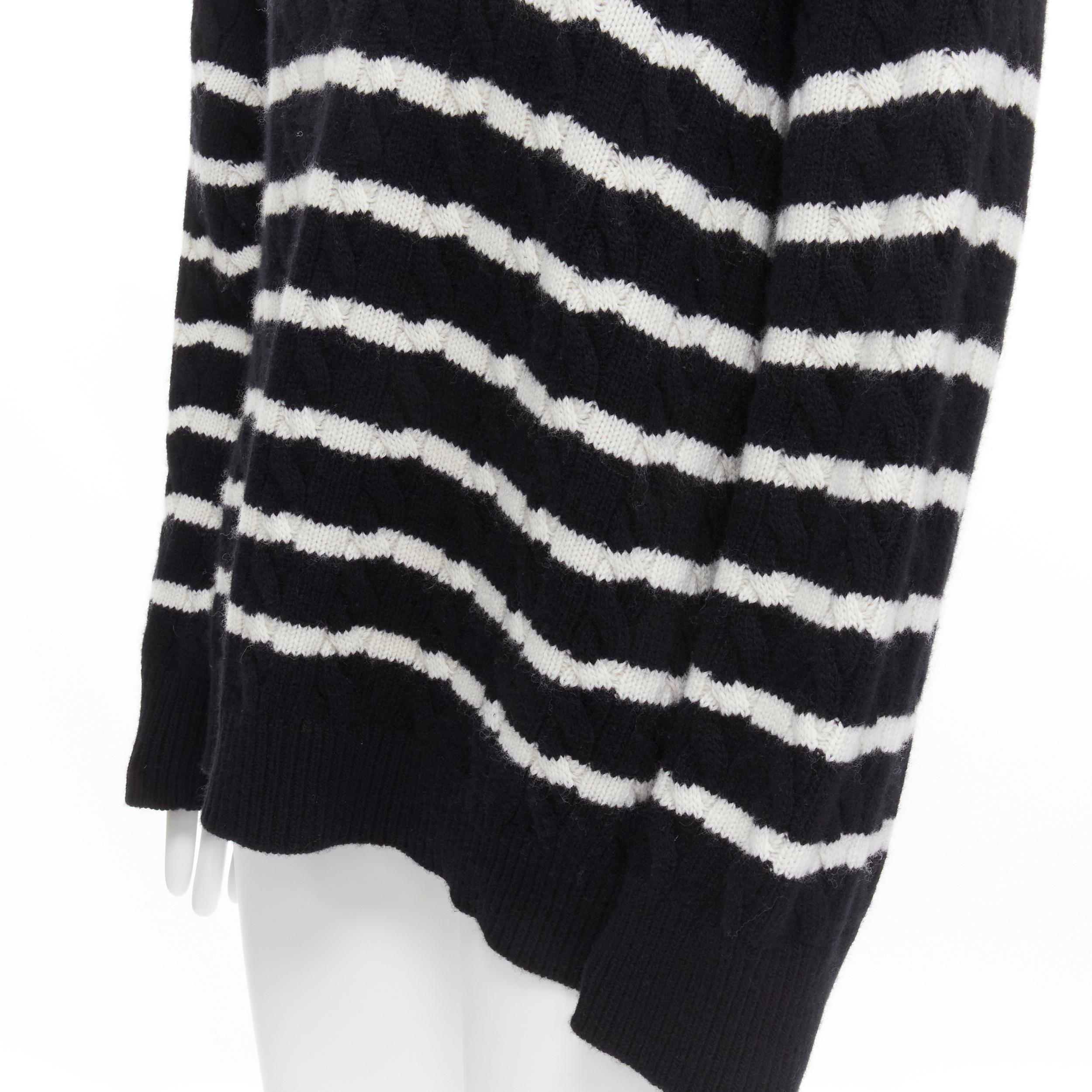 LOEWE 100% lana, maglia a righe bianche e nere, logo ricamato, felpa oversize 3