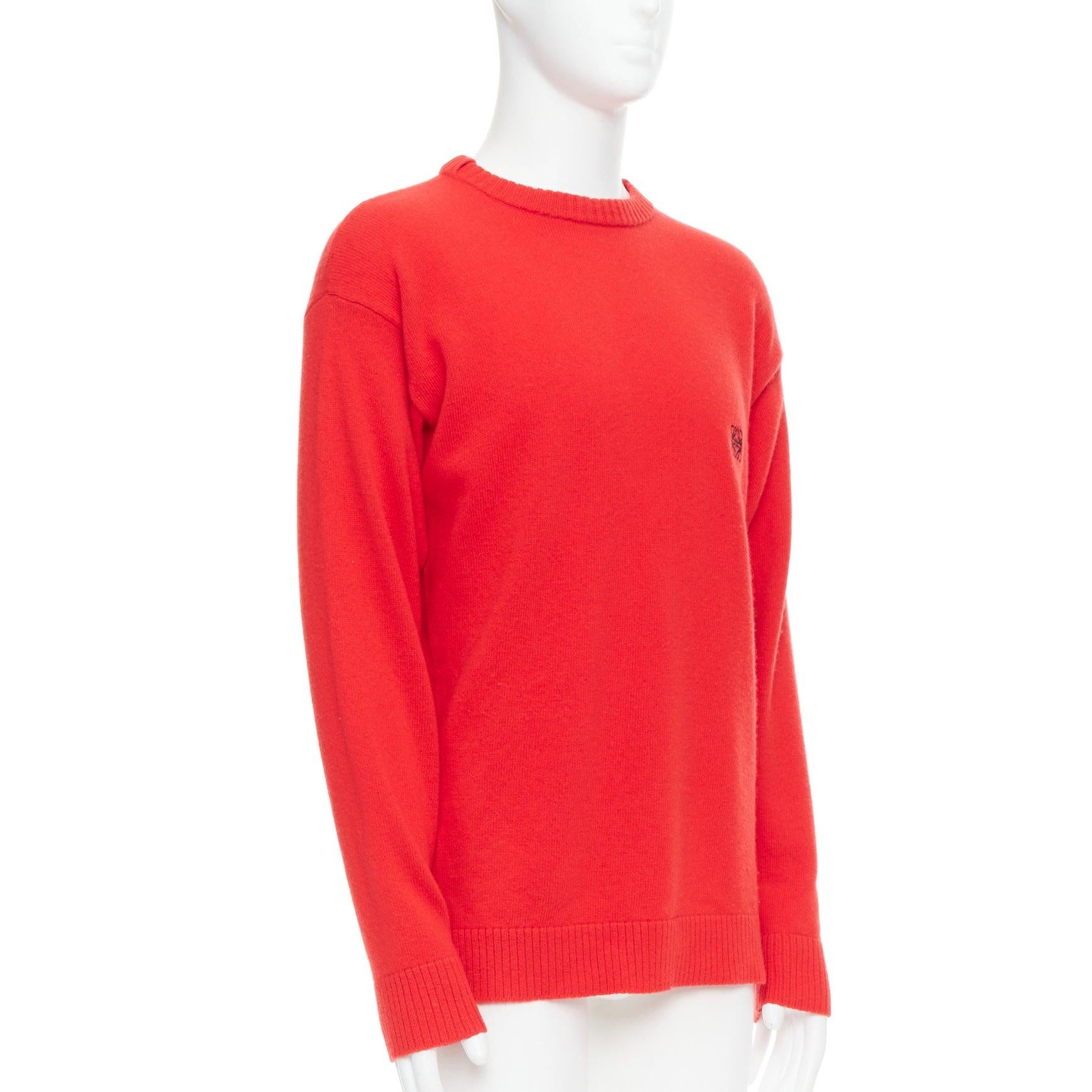 Red LOEWE 100% wool red black anagram logo long sleeve sweater S