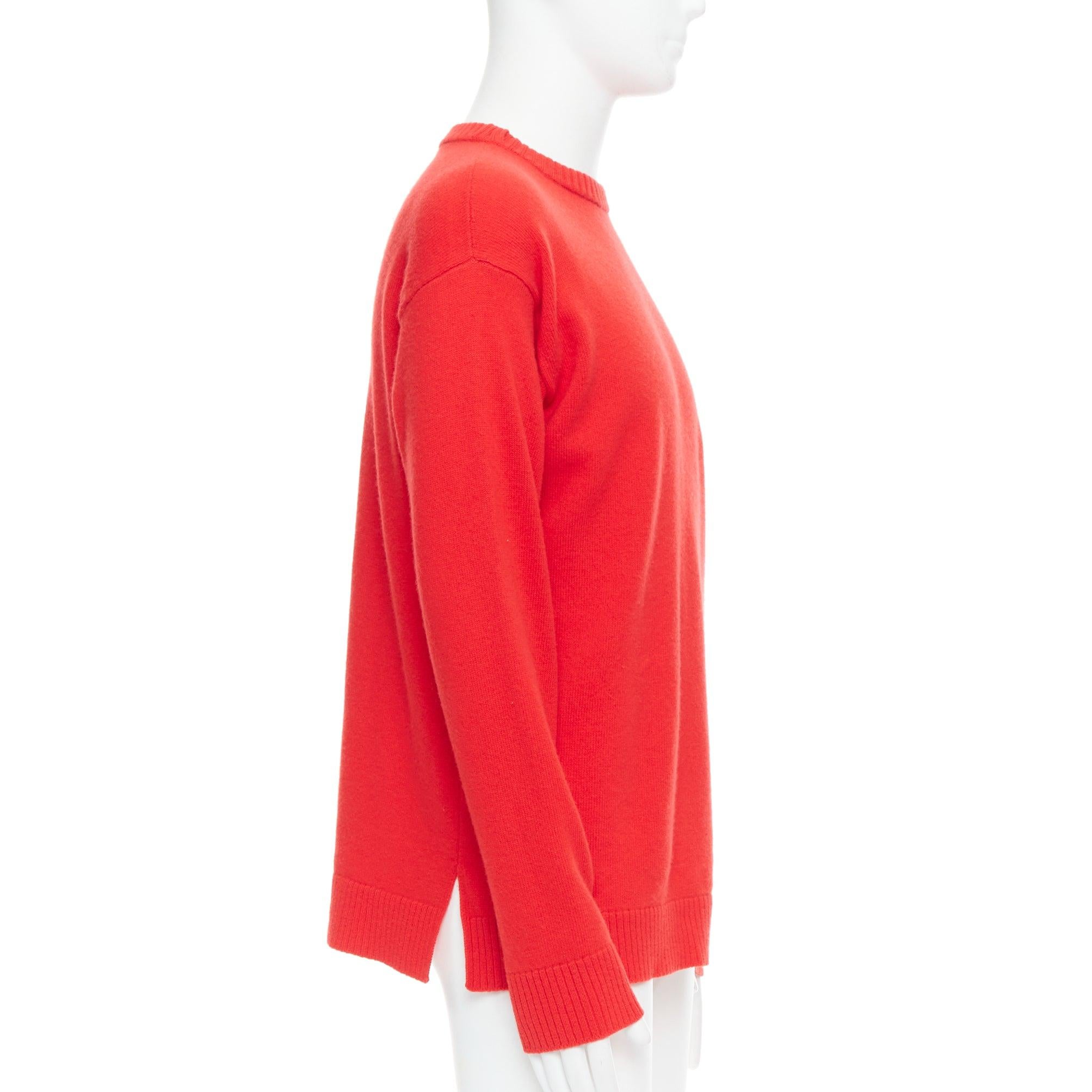 LOEWE 100% wool red black anagram logo long sleeve sweater S In Good Condition In Hong Kong, NT