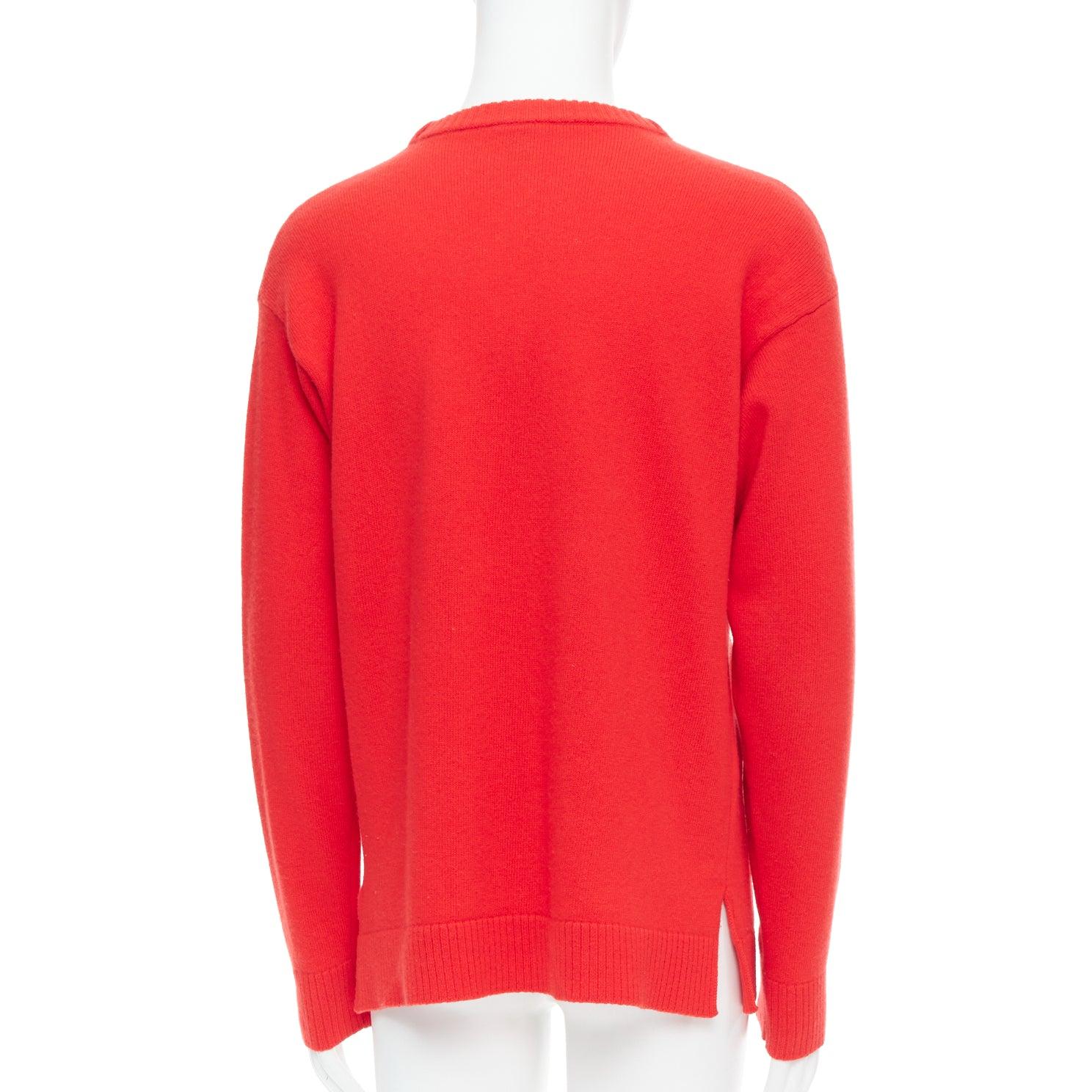 Men's LOEWE 100% wool red black anagram logo long sleeve sweater S