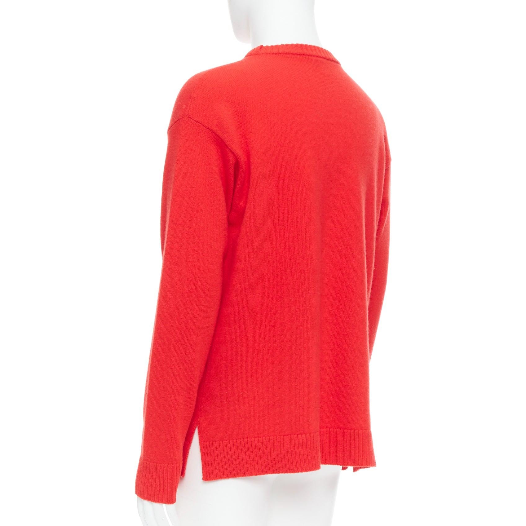 LOEWE 100% wool red black anagram logo long sleeve sweater S 1