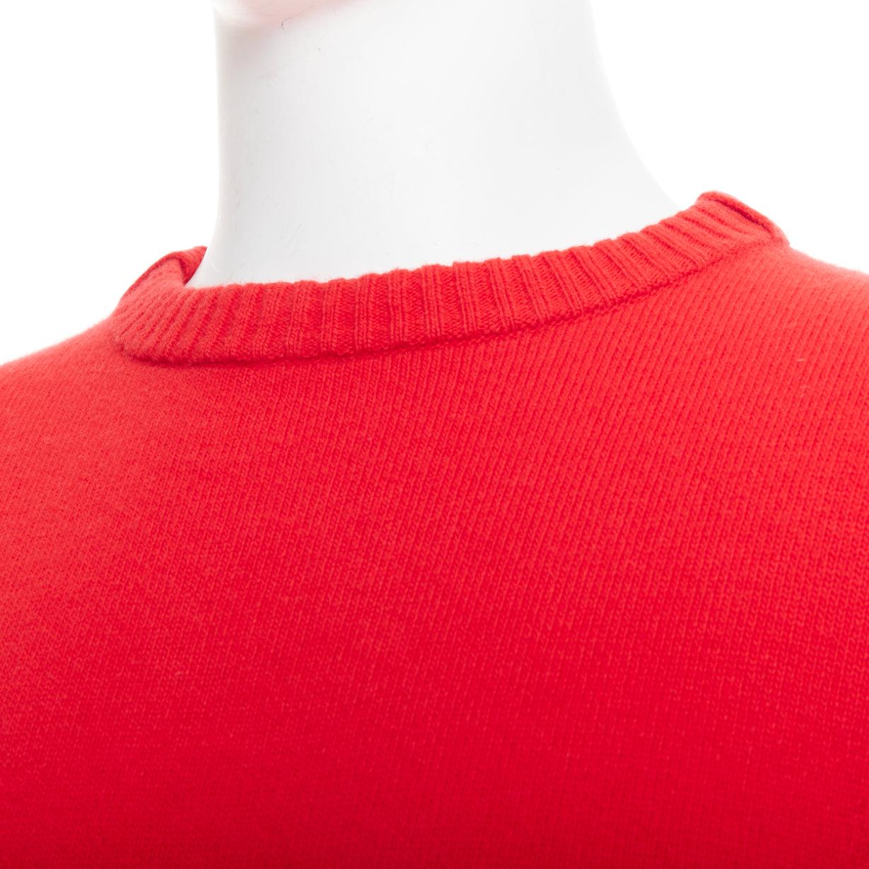 LOEWE 100% wool red black anagram logo long sleeve sweater S 2