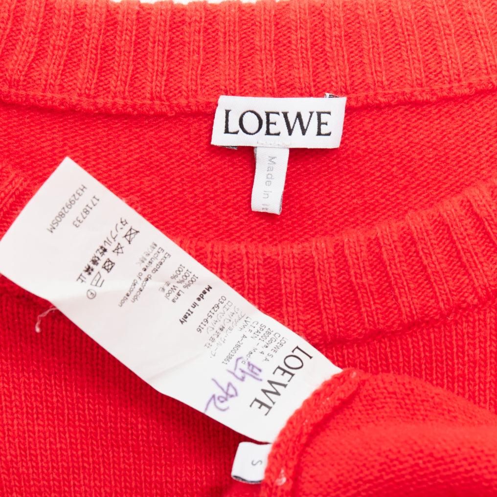 LOEWE 100% wool red black anagram logo long sleeve sweater S 3