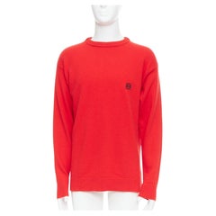 LOEWE 100% wool red black anagram logo long sleeve sweater S