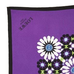 Loewe 2012 Foulard Carré Soie 90 Al Andalus Purple Black Silk Twill Carre Scarf