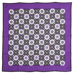 Loewe 2012 Foulard Carré Soie 90 Al Andalus Purple Black Silk Twill Carre Scarf