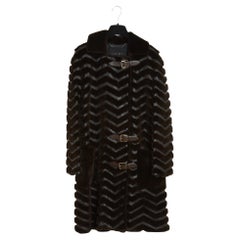 Loewe 2013 Manteau FR38 Manteau droit en cuir marron foncé UK10 US8