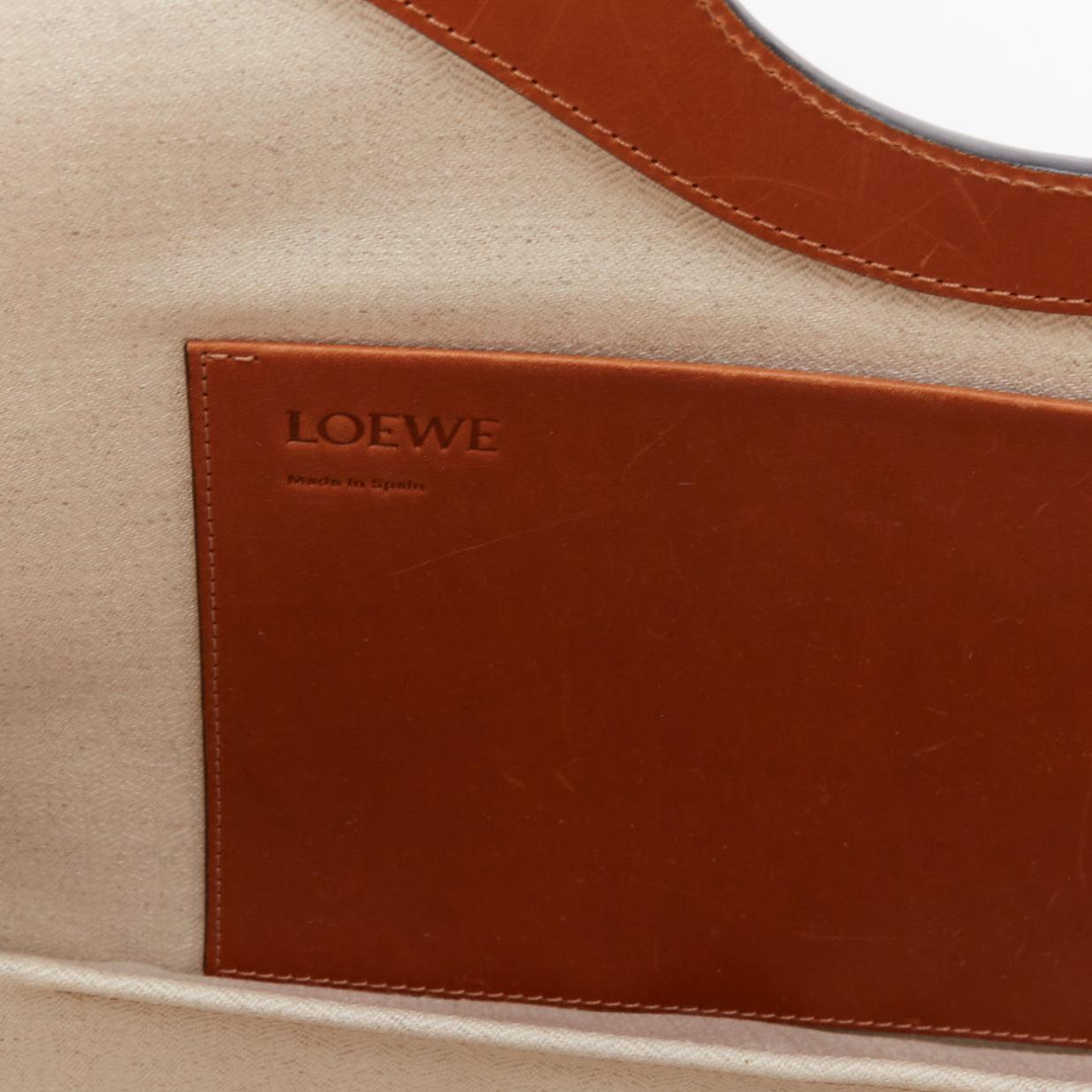 LOEWE 2015 Circle brown leather cutout Anagram rectangular tote bag 5