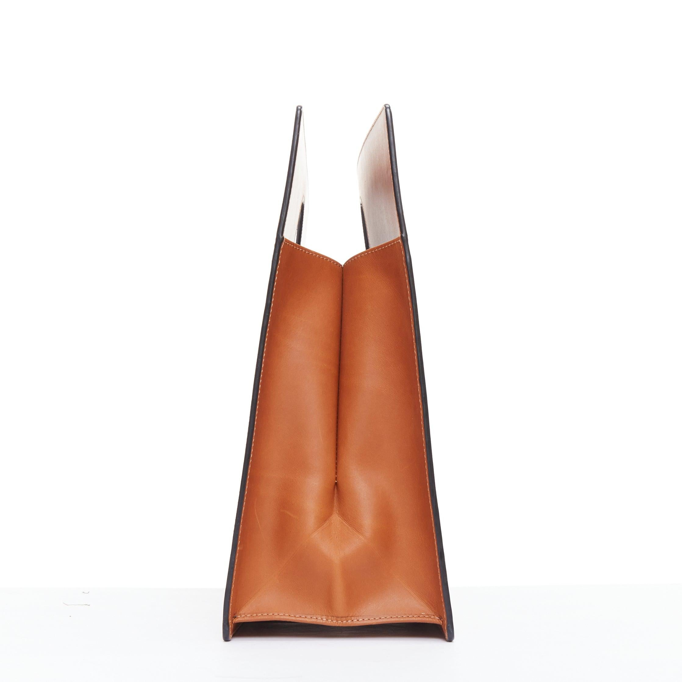 LOEWE 2015 Circle brown leather cutout Anagram rectangular tote bag In Fair Condition In Hong Kong, NT
