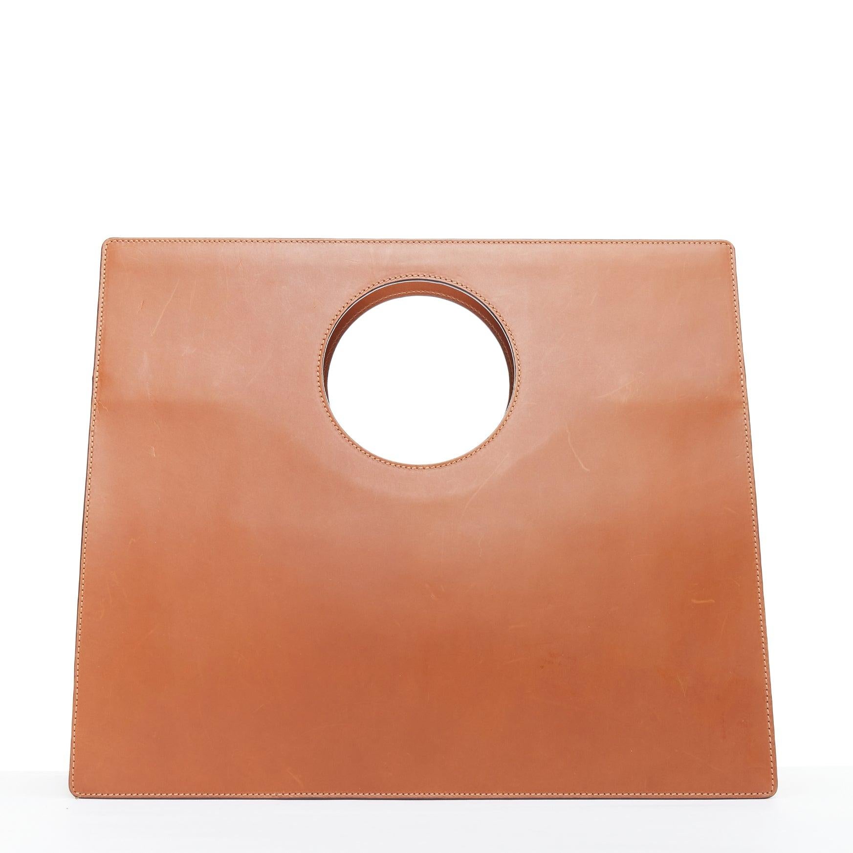 Women's LOEWE 2015 Circle brown leather cutout Anagram rectangular tote bag