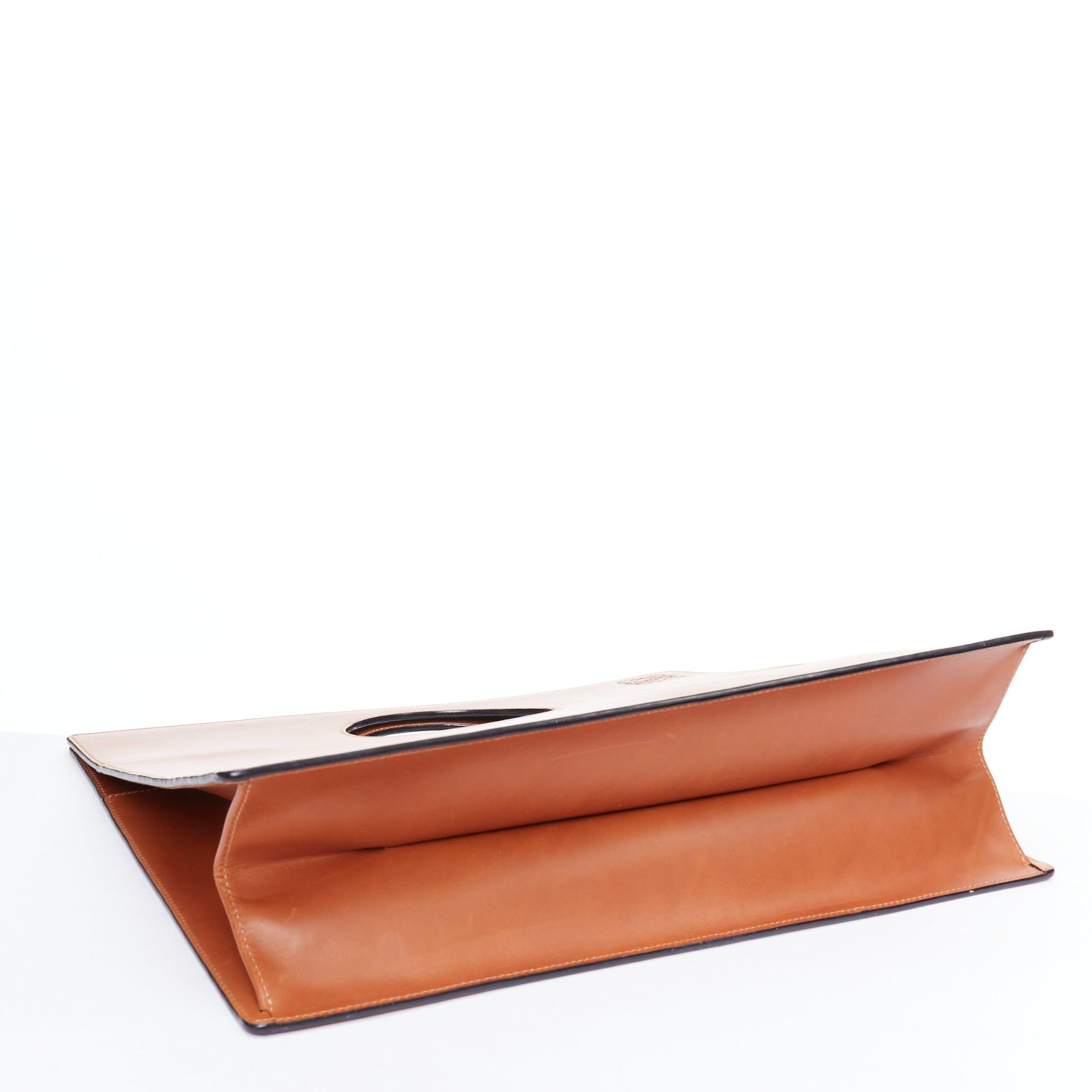 LOEWE 2015 Circle brown leather cutout Anagram rectangular tote bag 1
