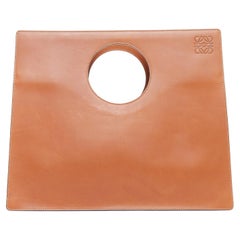 LOEWE 2015 Circle brown leather cutout Anagram rectangular tote bag