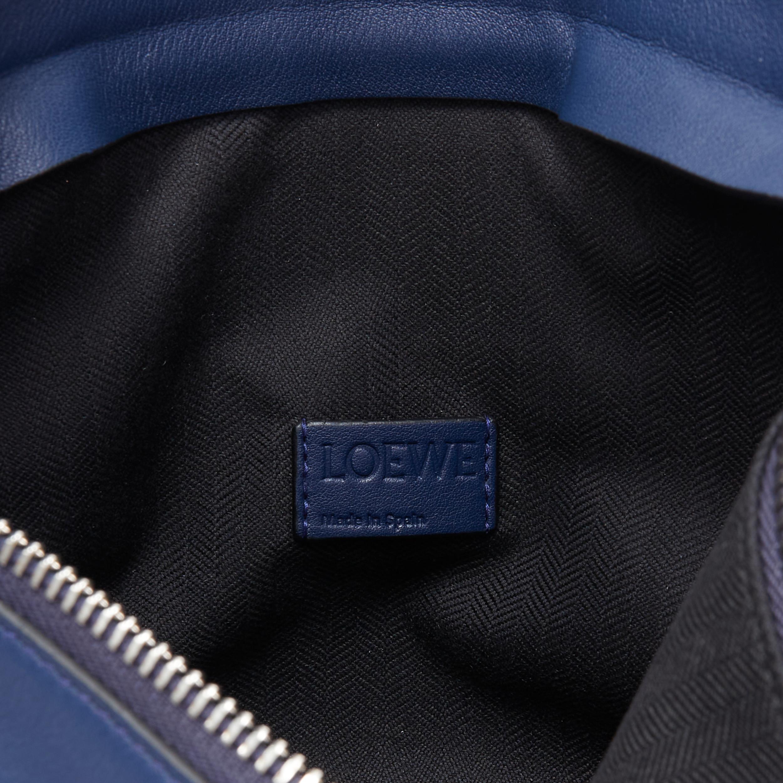 LOEWE 2017 T Messenger Messenger-Umhängetasche aus marineblauem Leder mit Reißverschluss und Logo 7