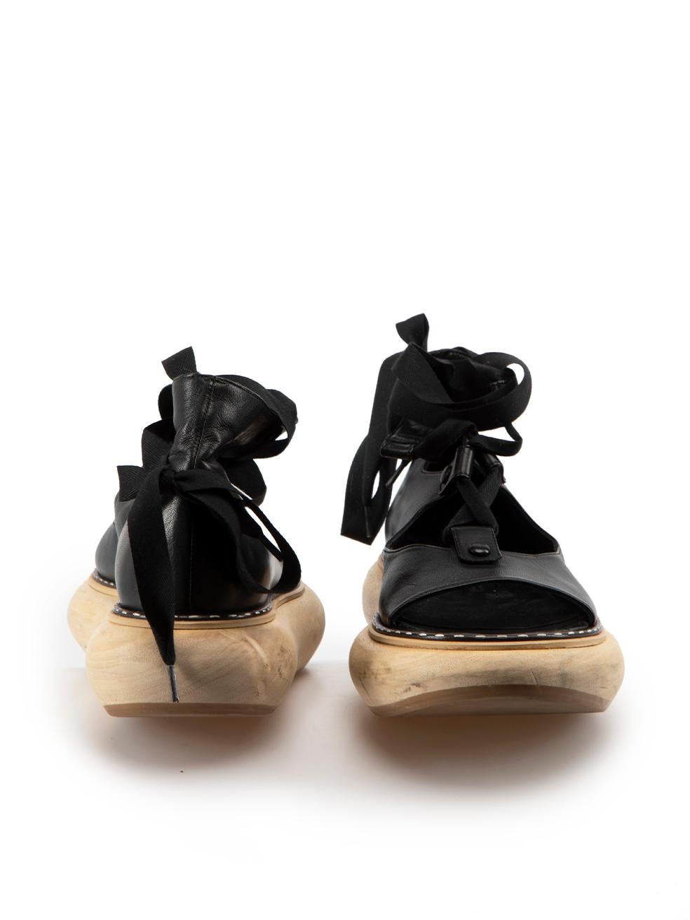 Noir Loewe 2018 Sandales à plateforme en cuir noir Wood Wood Size IT 39 en vente