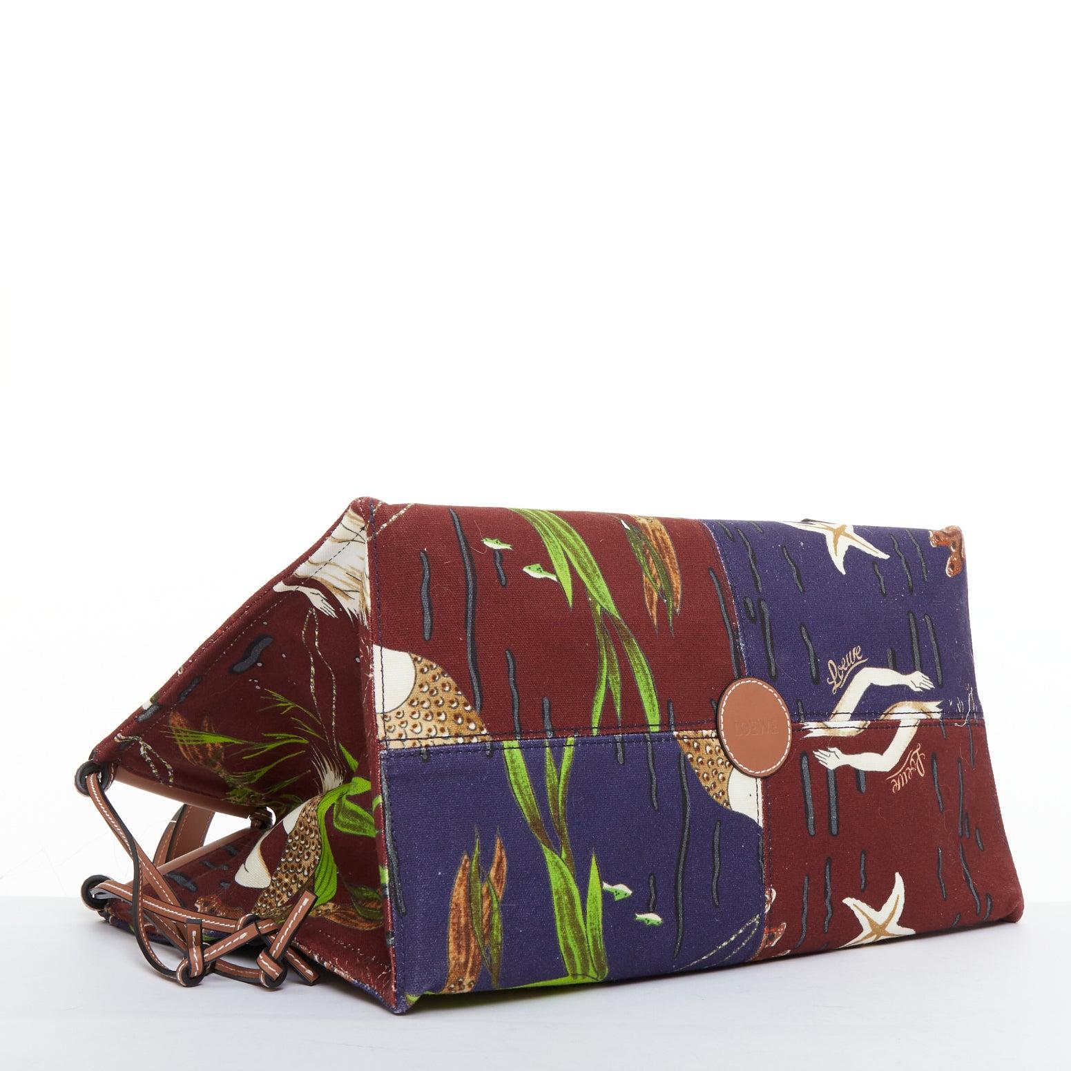 LOEWE 2020 PAULA'S IBIZA Mermaid Medium Cushion Tote sac à bandoulière en toile imprimée en vente 1