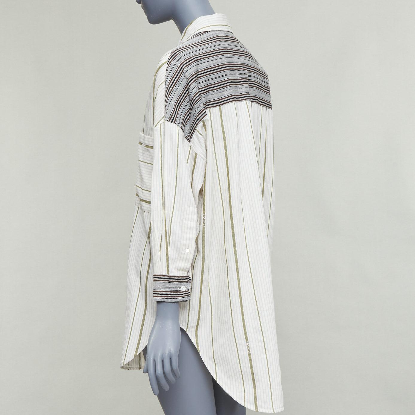 LOEWE 2022 camicia oversize in lana e cotone con logo sottile Sz32 in vendita 1