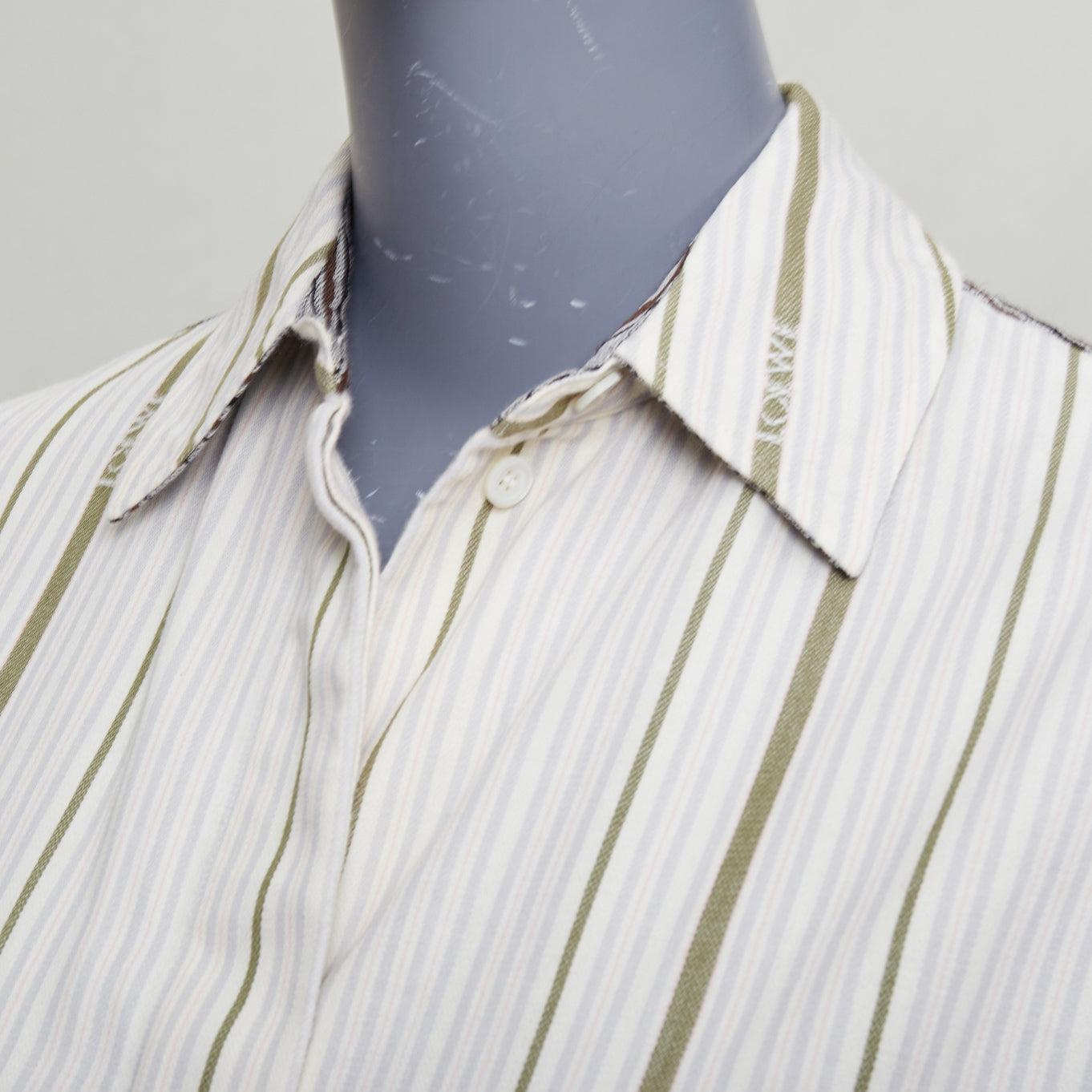 LOEWE 2022 camicia oversize in lana e cotone con logo sottile Sz32 in vendita 2